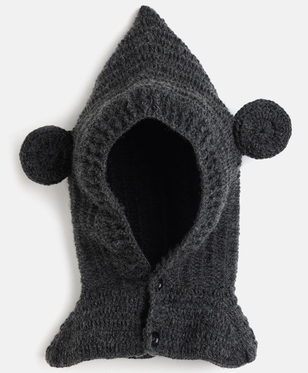 MayRa Knits Ear Applique Detailed Hand Knitted Cap With Button Closer - Grey-picture-12