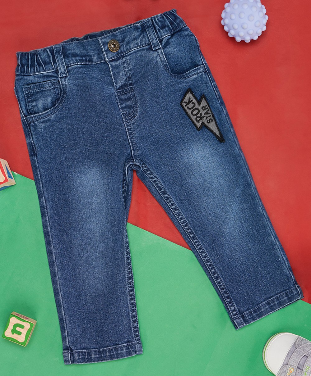 Pantaloons Baby Placement Patch Detailed Jeans - Dark Blue-picture-14
