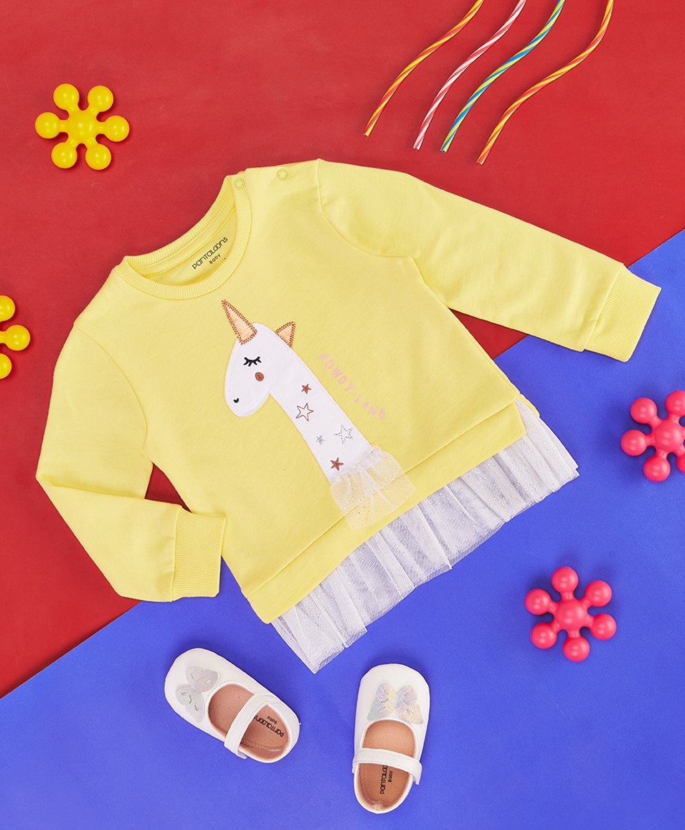 Pantaloons Baby Full Sleeves Unicorn Detailed Sweatshirt - Yellow-picture-25
