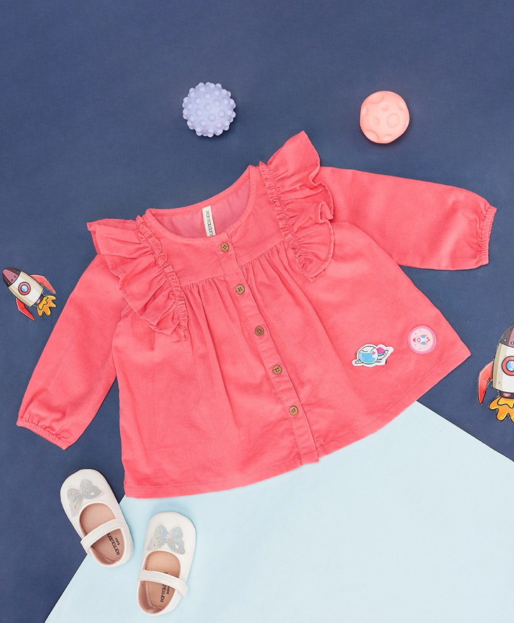 Pantaloons Baby Full Sleeves Frill Detailed Top - Pink-image-19