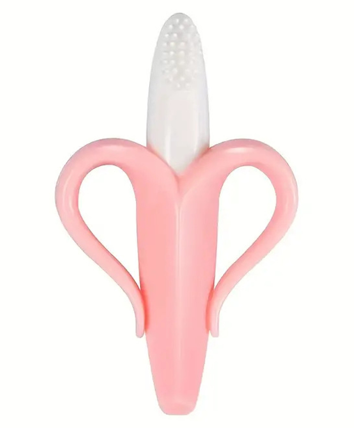 Kritiu Silicone Banana Shaped Teething Toothbrush - Pink-picture-7