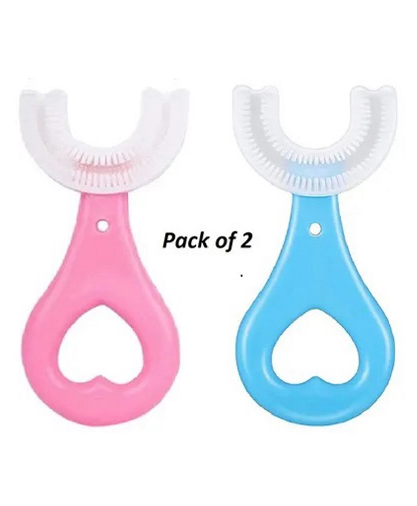 Kritiu Soft Sillicone U-Shaped Toothbrush Pack Of 2 - Pink & Blue-image-37