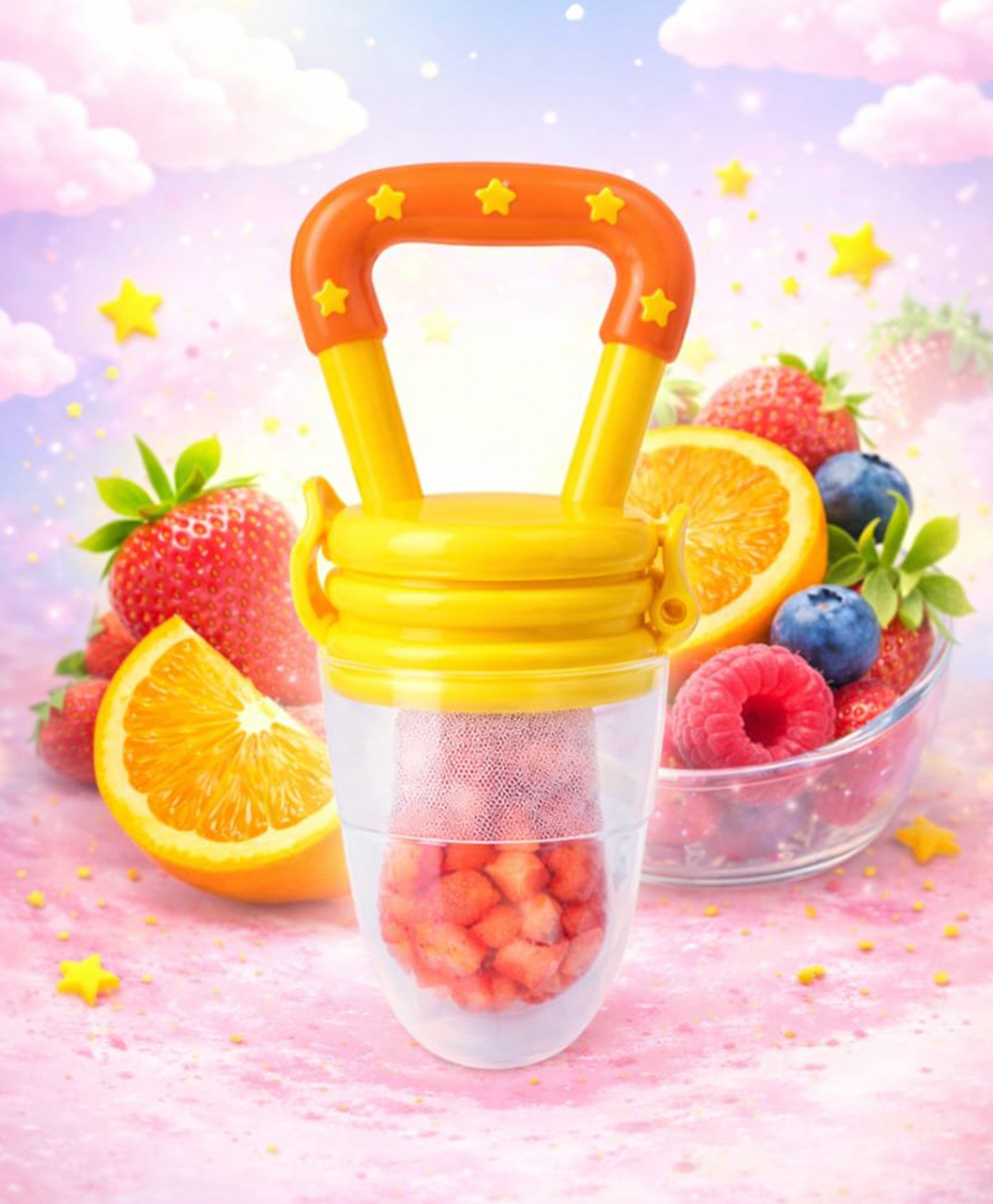 Kritiu Food Feeder with Silicone Mesh - Yellow-picture-30
