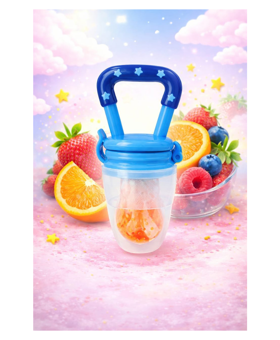 Kritiu Food Feeder with Silicone Mesh - Blue-picture-44
