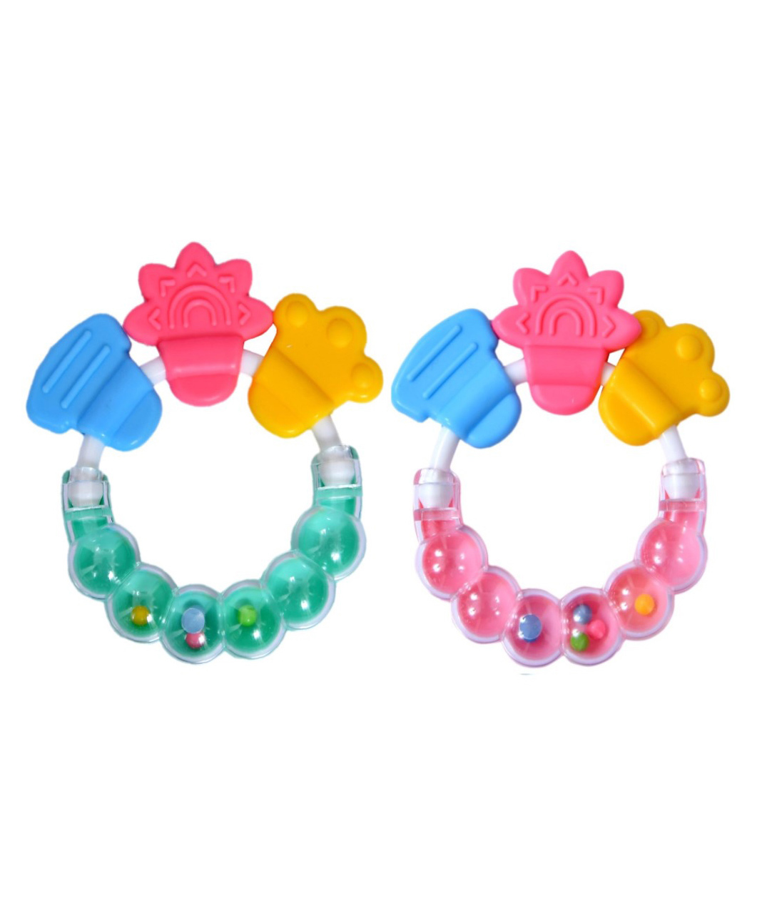 Kritiu BPA Free Silicone Teether with Rattle Handle - Pack of 2-picture-37