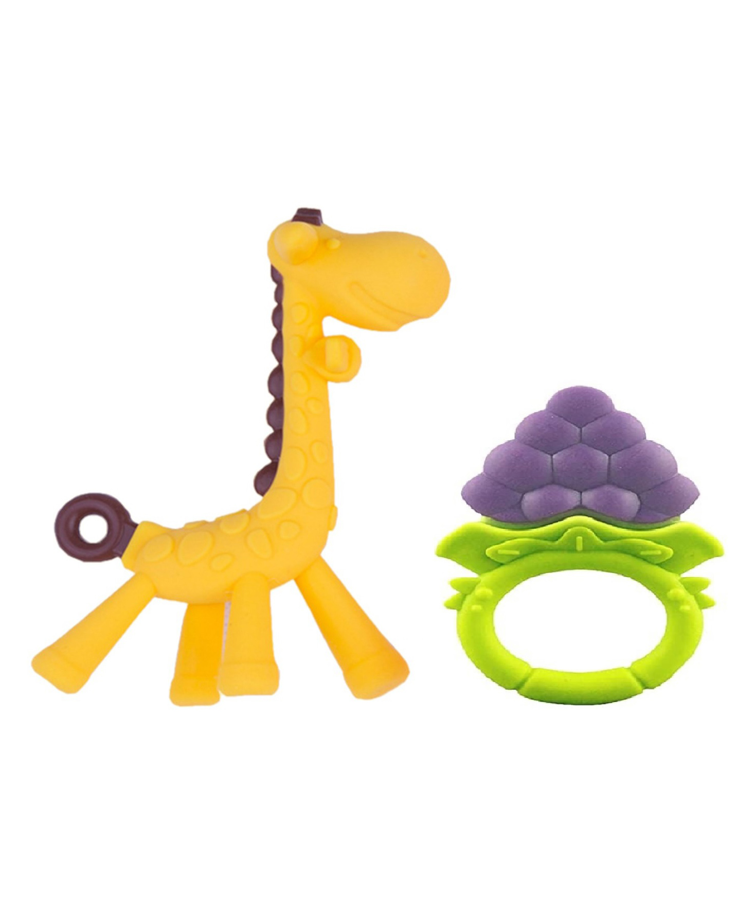 Kritiu Silicone Combo Of Giraffe Shape & Rattle Handle Teethers - Multicolor-picture-38