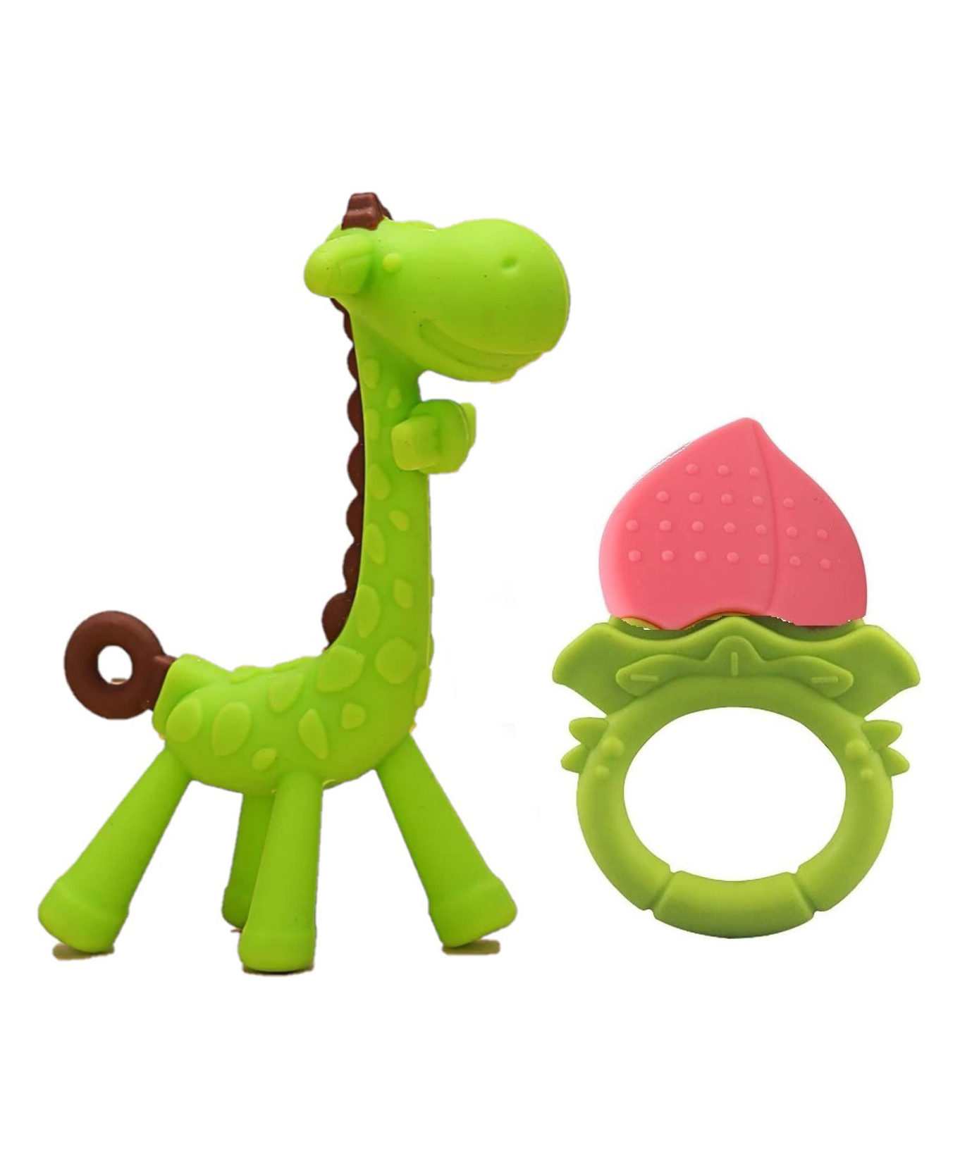 Kritiu Silicone Combo Of Giraffe Shape & Rattle Handle Teethers - Multicolor-picture-32