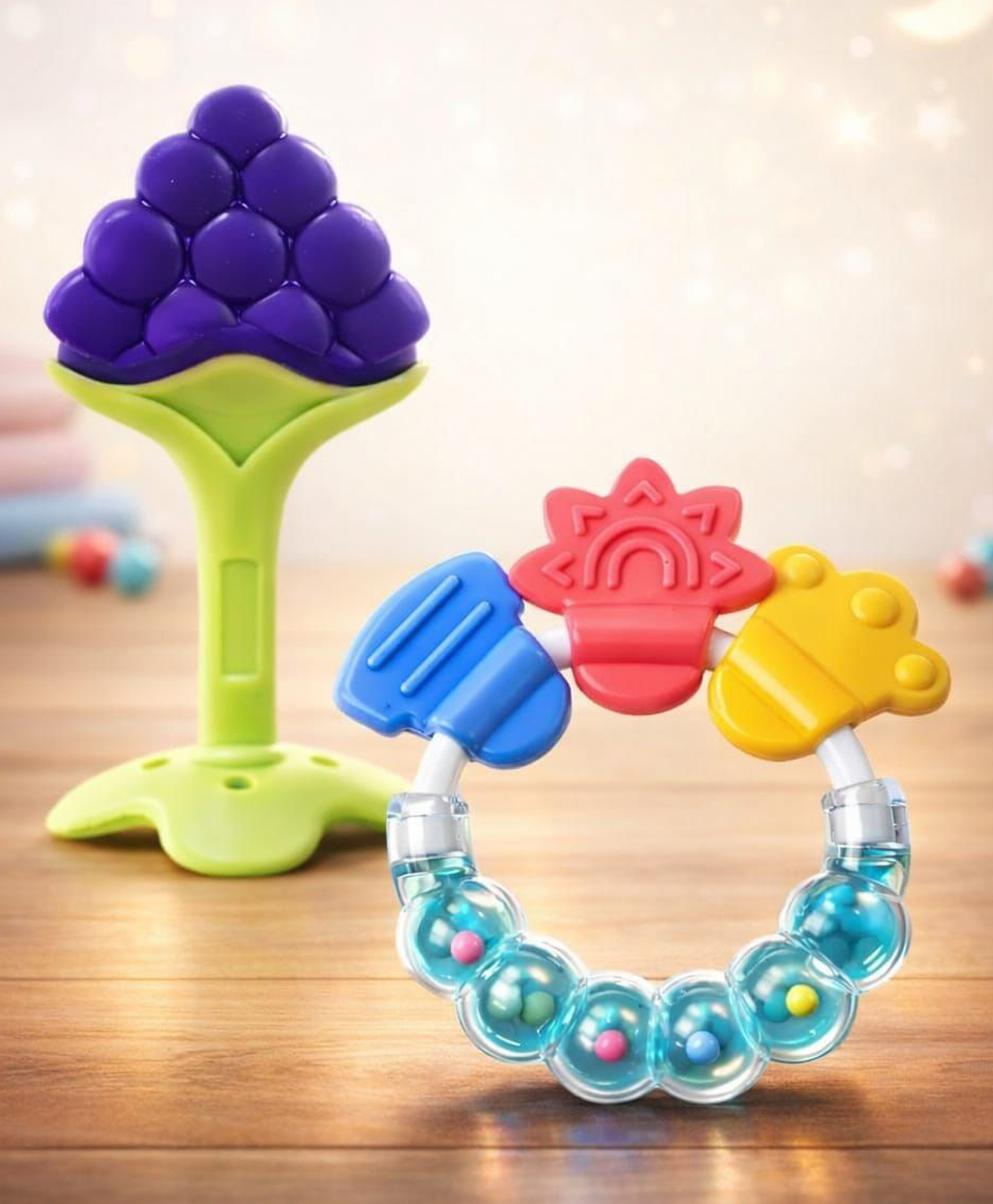 Kritiu Silicone Combo Of Stand Teether & Rattle Handle Teethers - Multicolor-picture-20