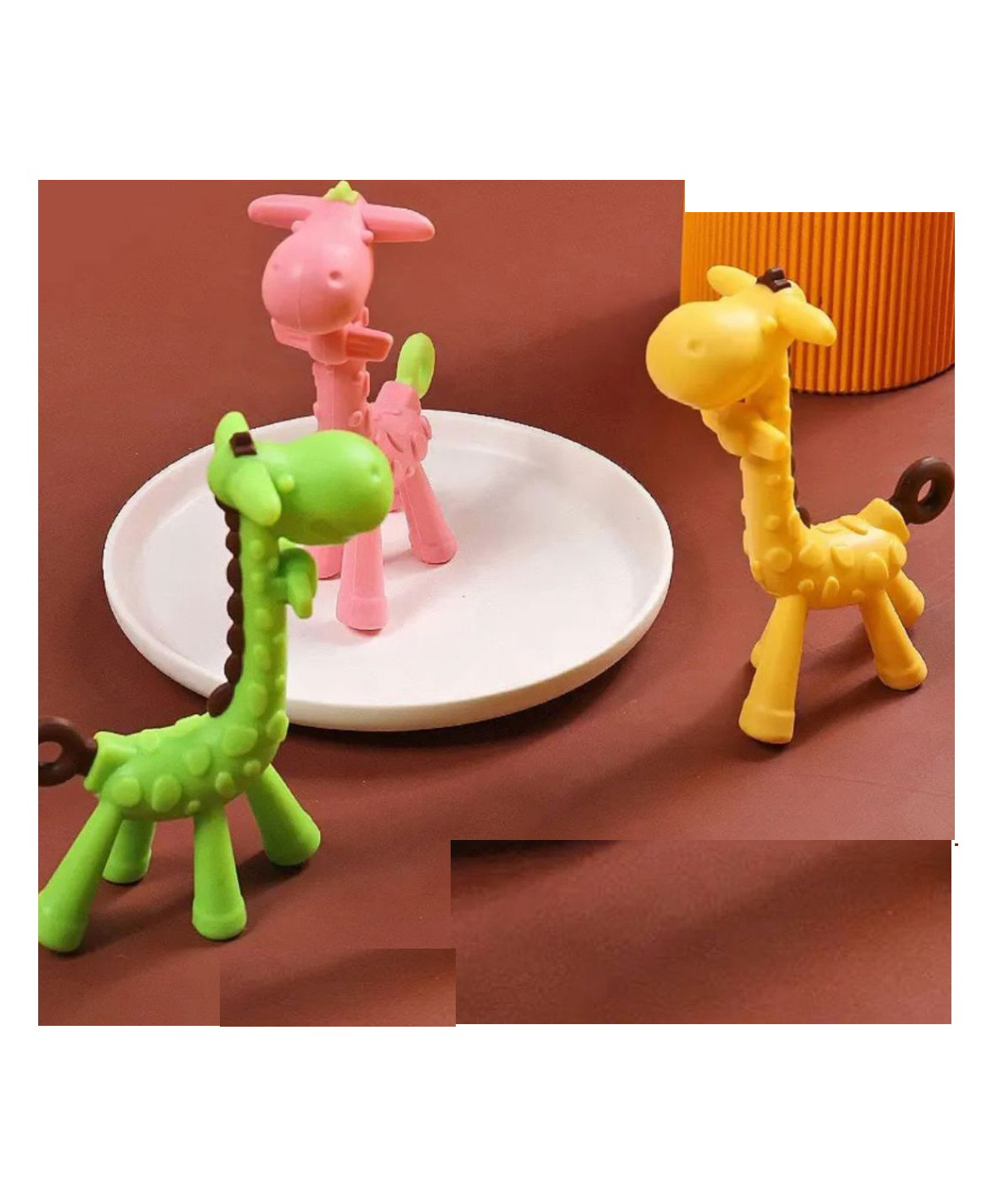 Kritiu Baby Giraffe Shape Silicone Teether Pack Of 3 - Multicolor-image-19