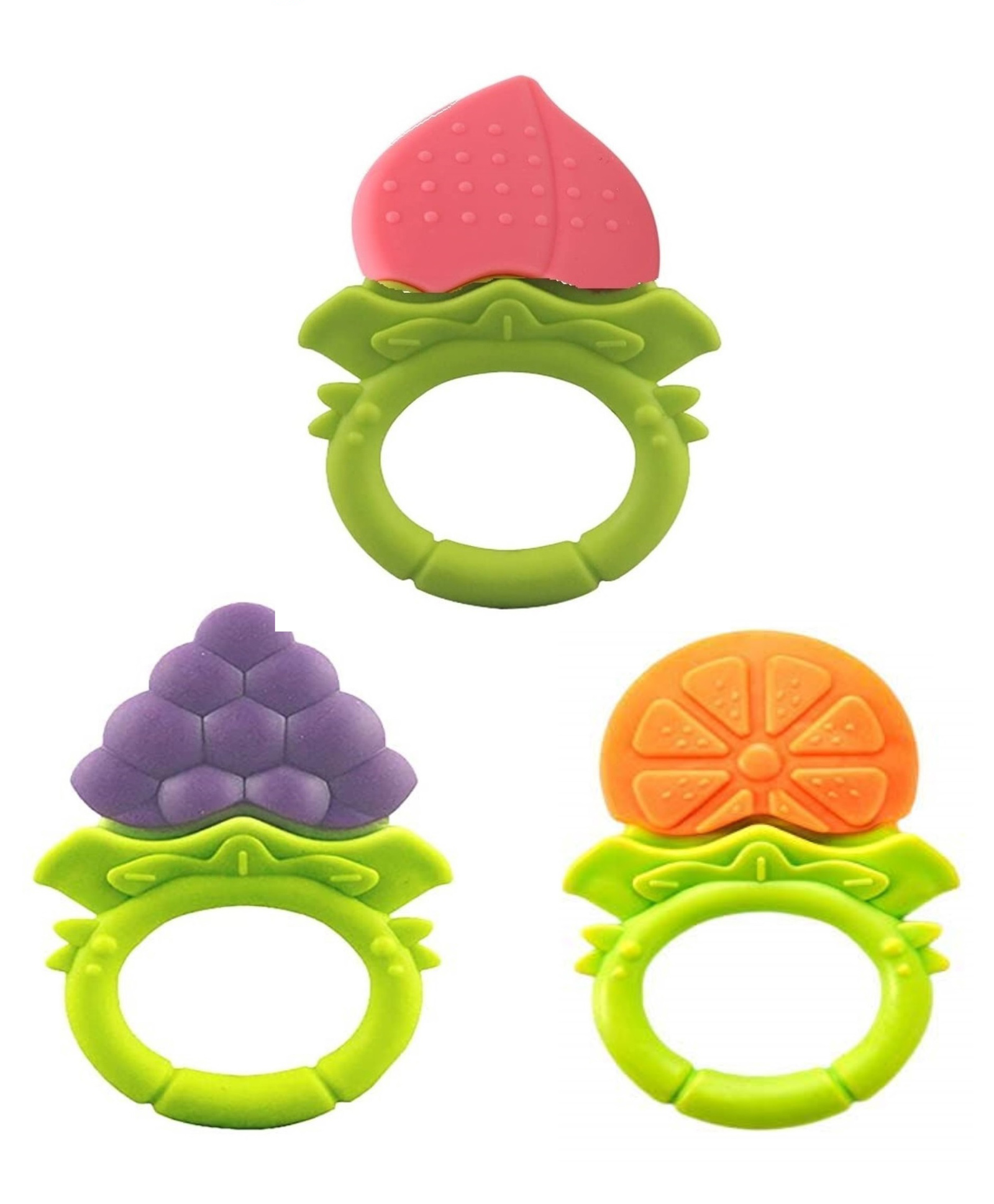 Kritiu Fruit Shape Silicone Teether Pack Of 3 - Multicolor-picture-14