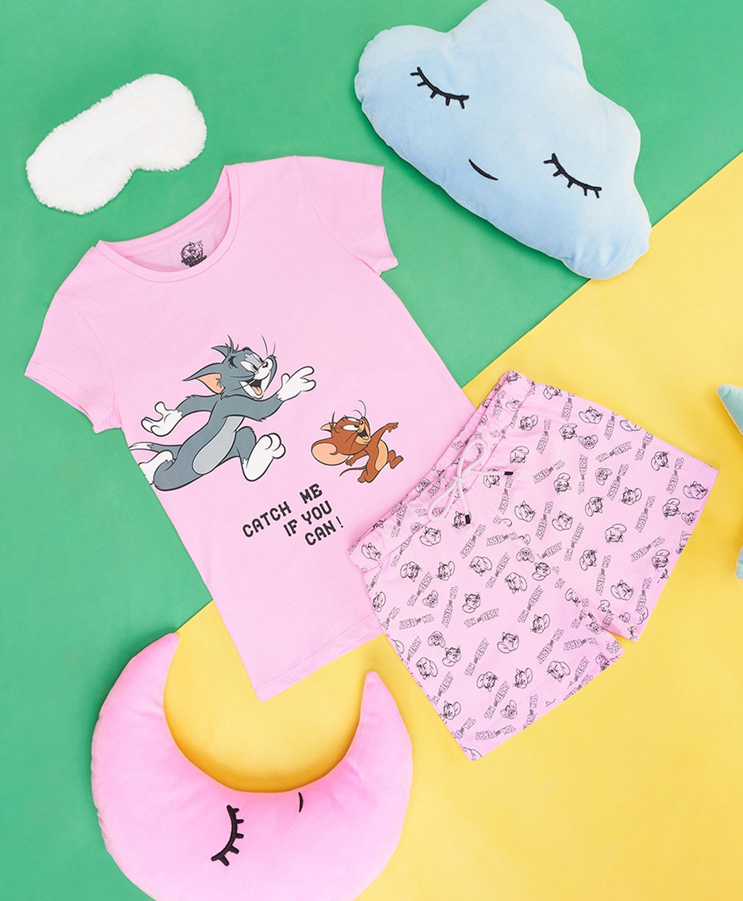 Pantaloons Junior Warner Bros Featuring Half Sleeves Jerry Printed Tee & Short Set -  Pink-picture-12