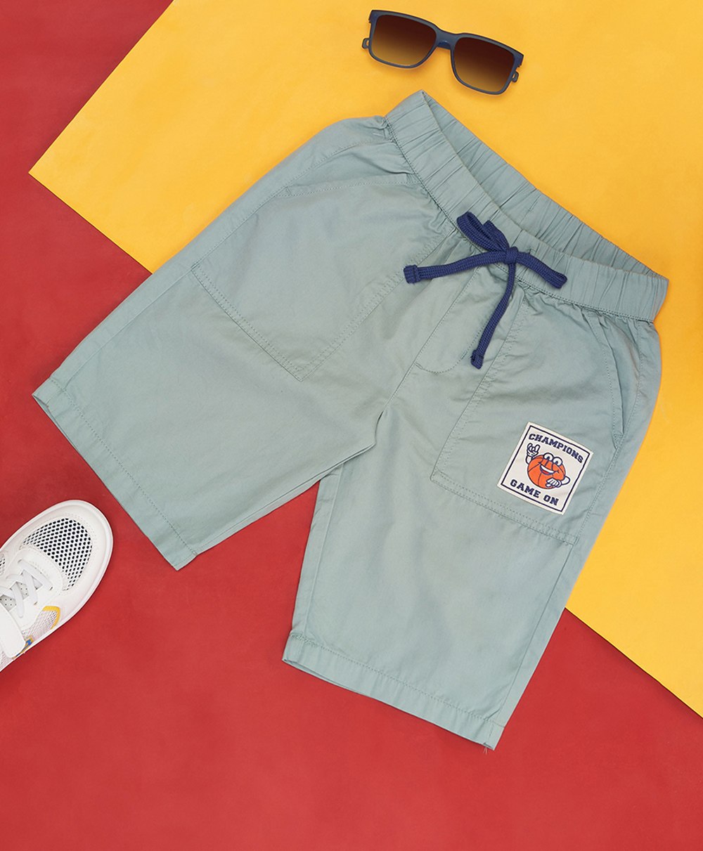 Pantaloons Junior Game On Patch Detailed Shorts - Light Green-picture-33