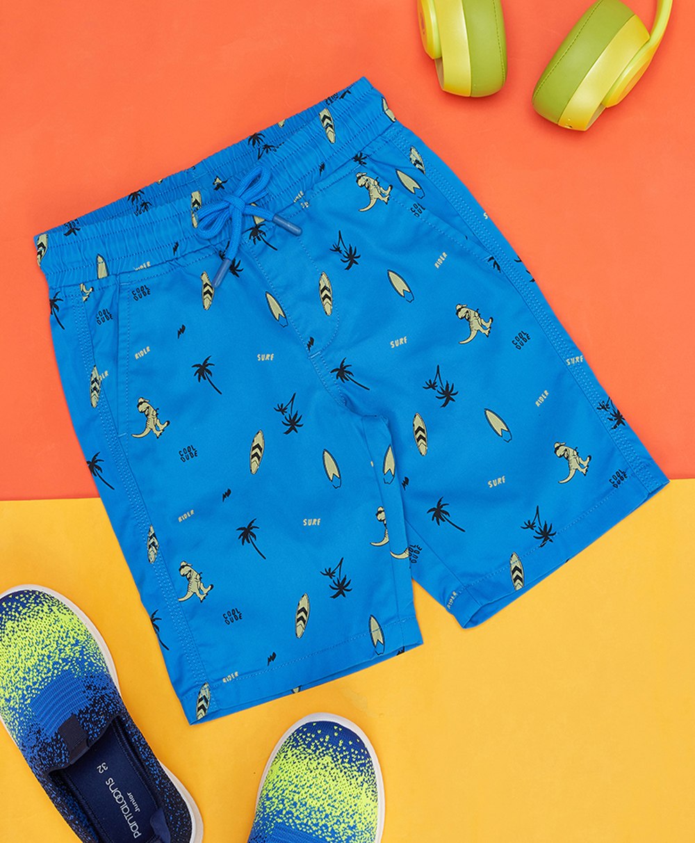 Pantaloons Junior Sea Life Theme Surf Boards Printed Shorts - Cobalt Blue-picture-10