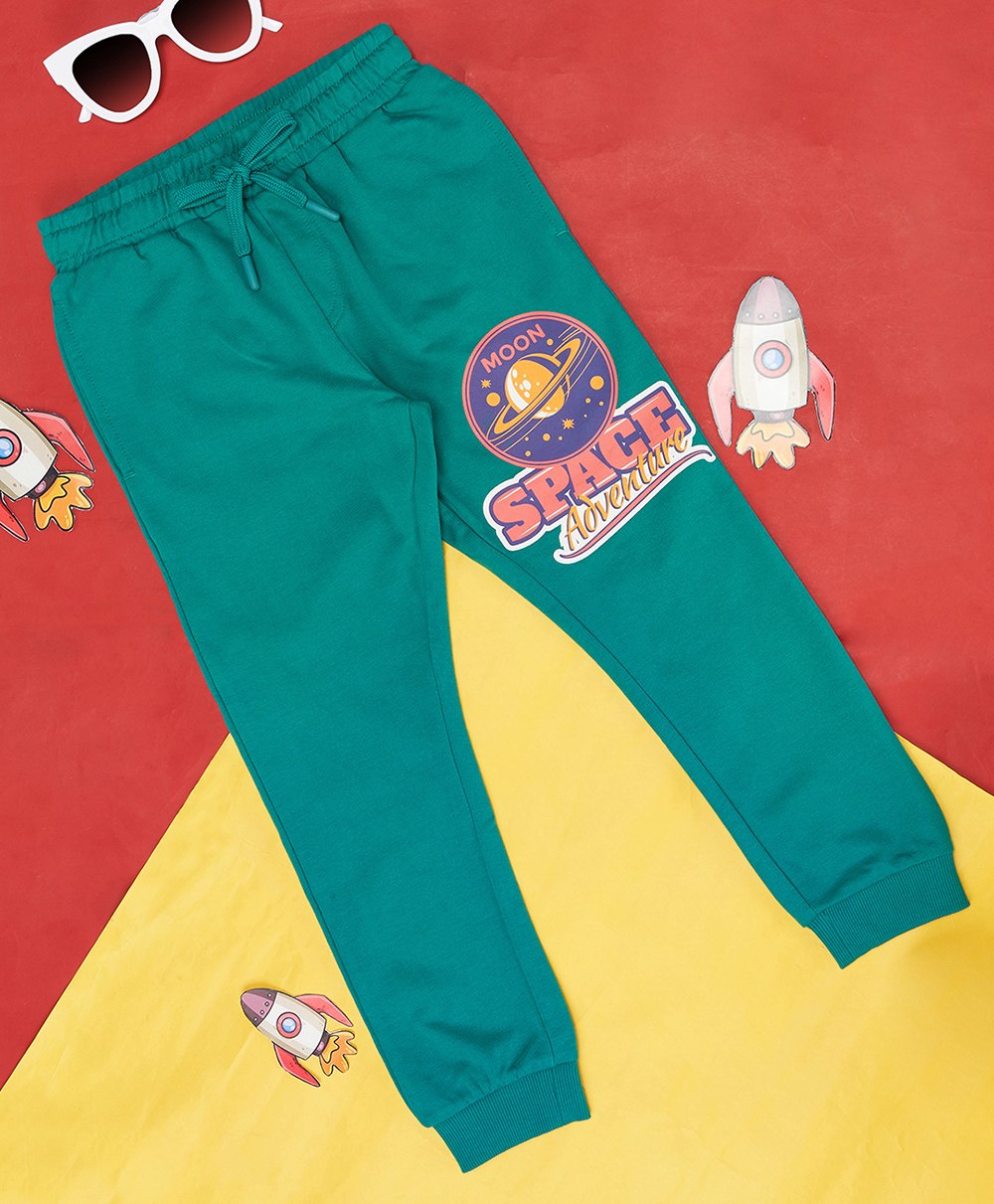 Pantaloons Junior Placement Text Printed Track Pant - Mint Green-image-38