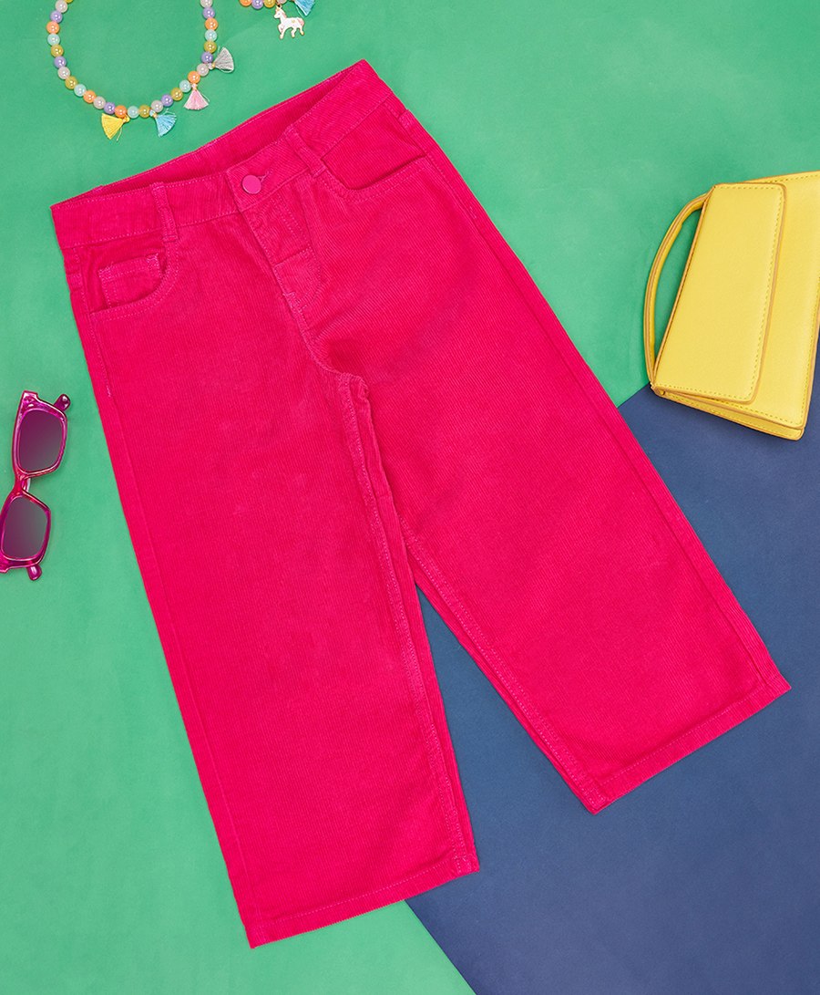 Pantaloons Junior Solid Button Down Pant - Fuchsia Pink-picture-34