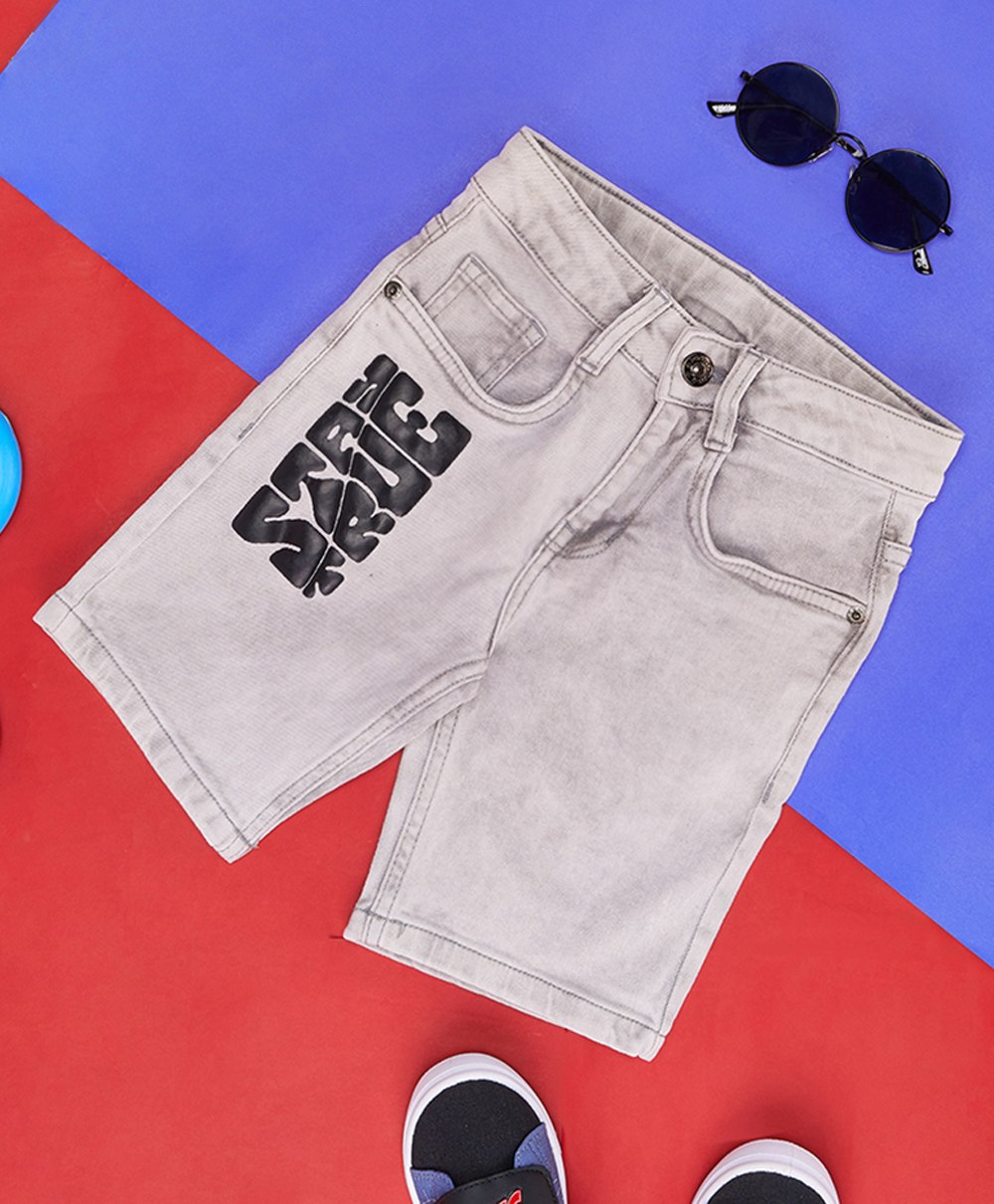Pantaloons Junior Placement Text Printed Shorts - Light Grey-picture-24