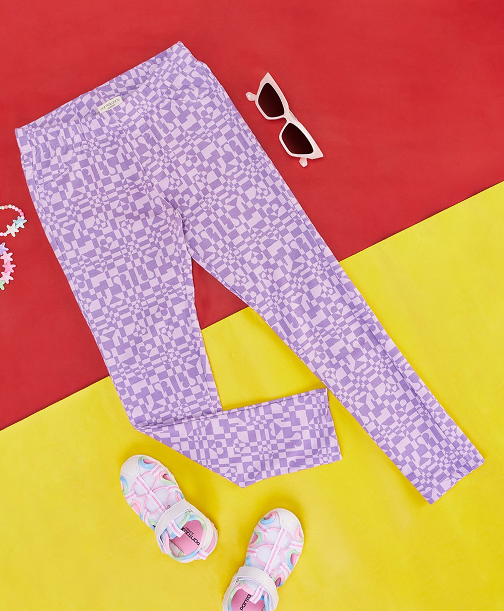 Pantaloons Junior Abstract Printed Leggings - Lilac-image-29