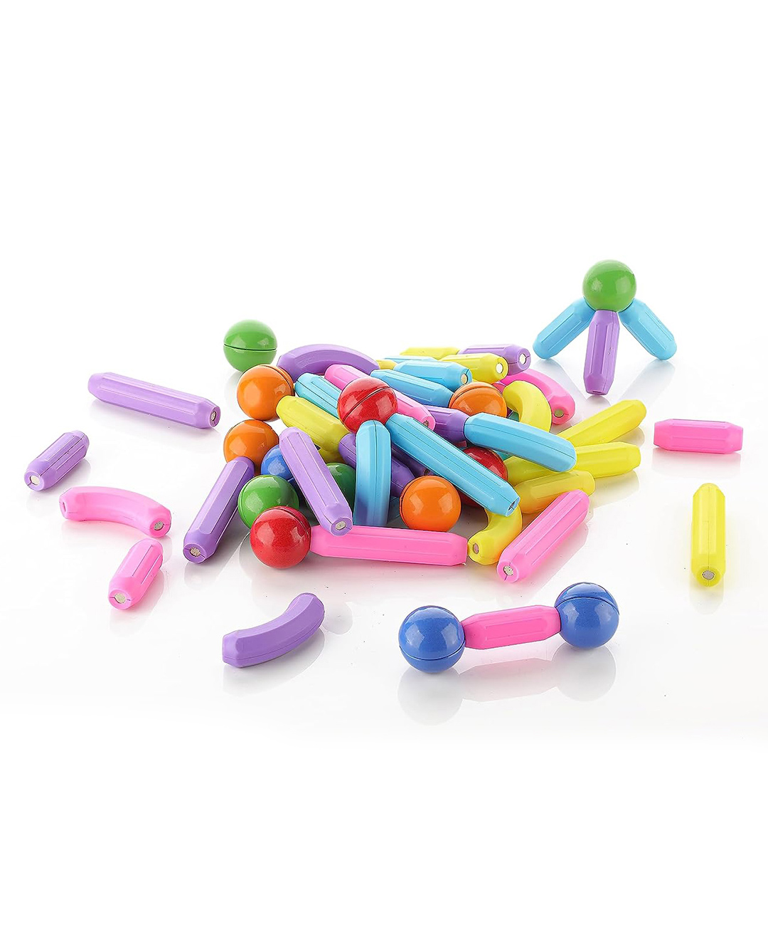 Akn Toys Magnetic Building Sticks Blocks - 64 Pcs (Color May Vary)-picture-32