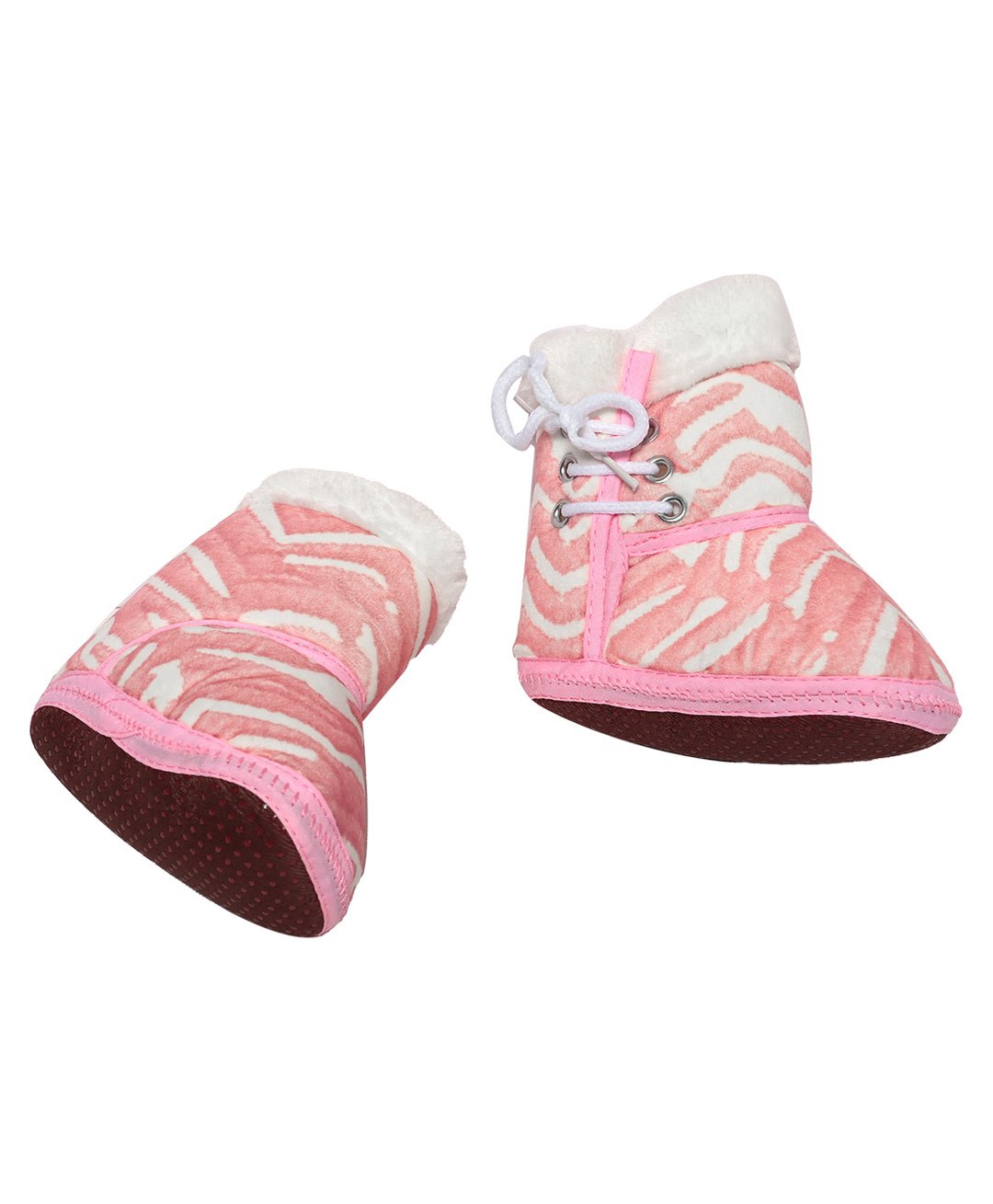 Kid-O-World Tiger Striped Pattern Designed Booties - Pink-picture-32