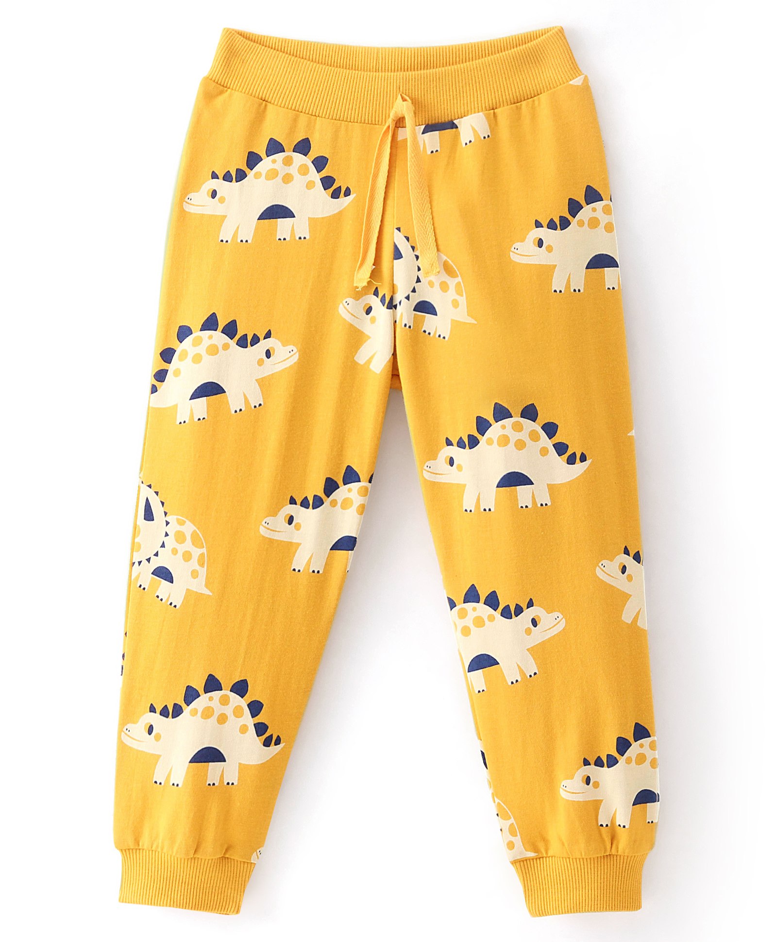 Babyhug Cotton Jersey Knit Full Length Lounge Pant Dino Print- Yellow-picture-26