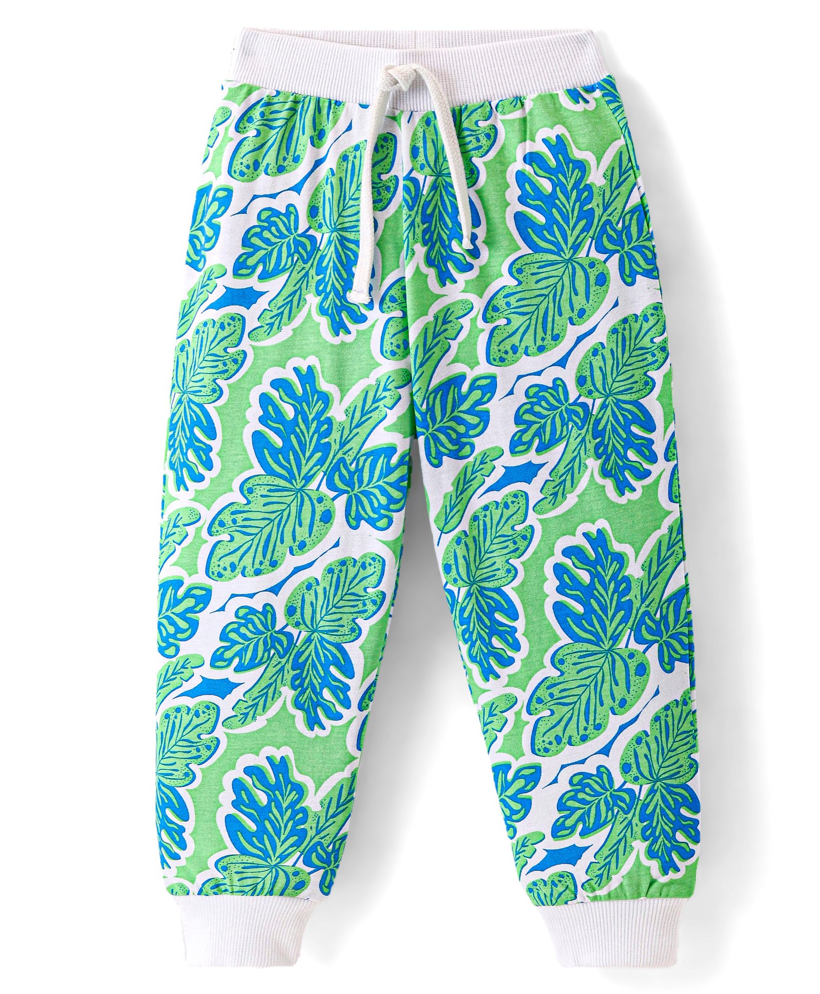 Babyhug Cotton Jersey Knit Full Length Lounge Pant Tropical Theme - Green-image-32