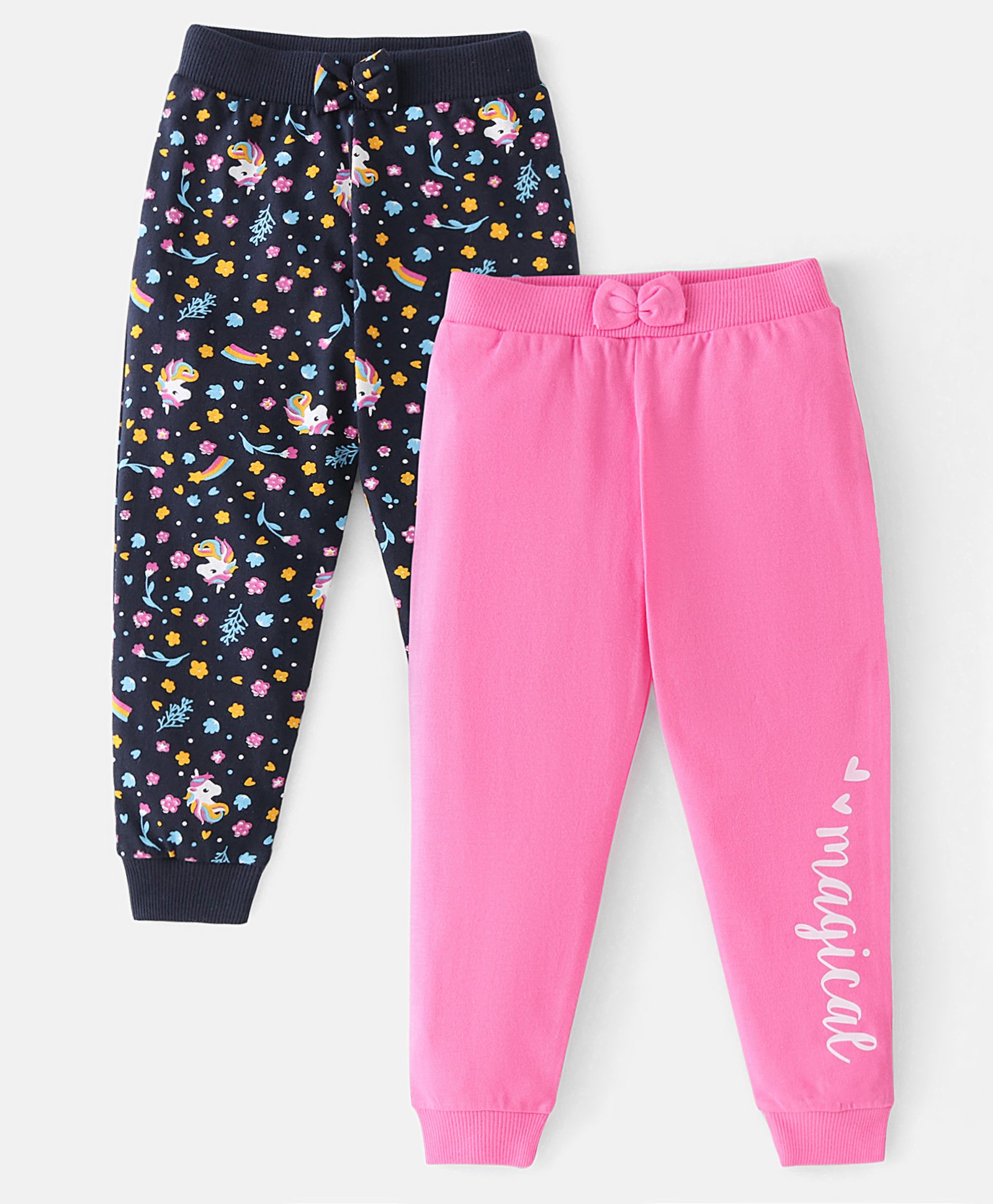 Babyhug Cotton Jersey Knit Full Length Lounge Pant Unicorn Print Pack Of 2 - Multicolor-picture-26