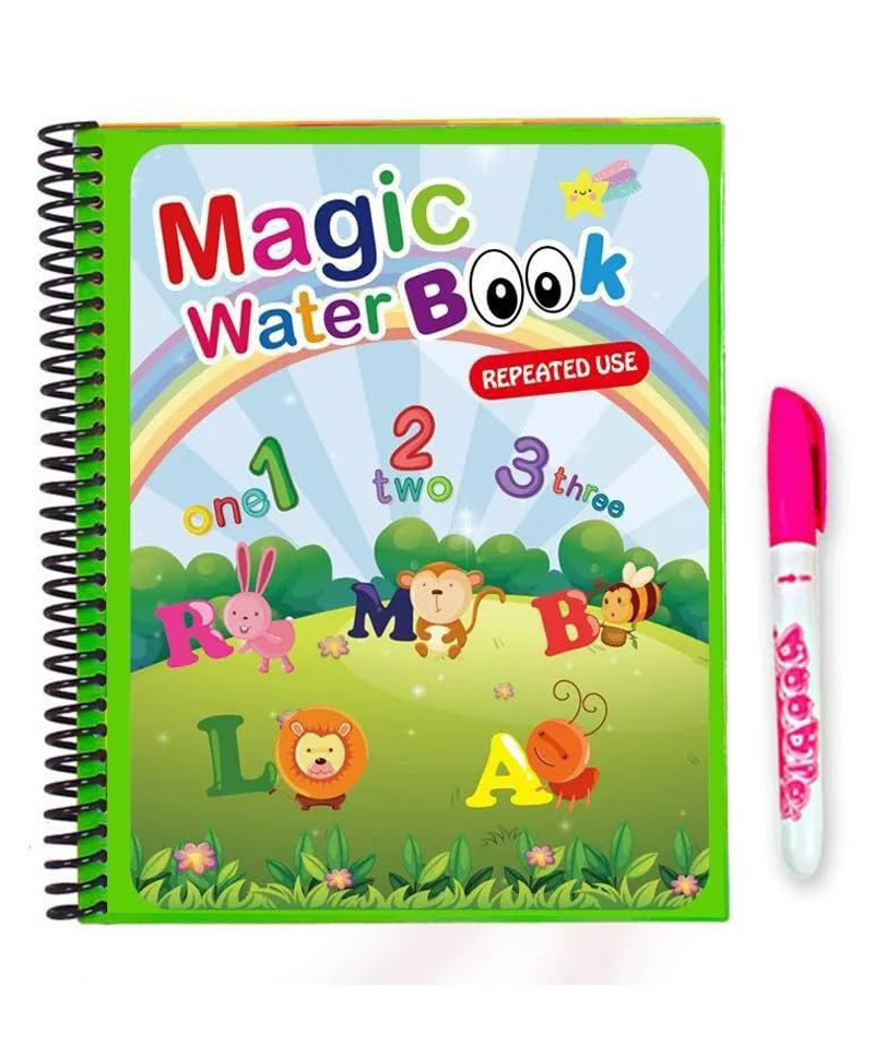 VGRASSP Reusable Magic Water Quick Dry Book Learning Toy Doodle and Scribble with Magic Doodle Pen (Color And Design May Vary)- 9 Pages-image-37