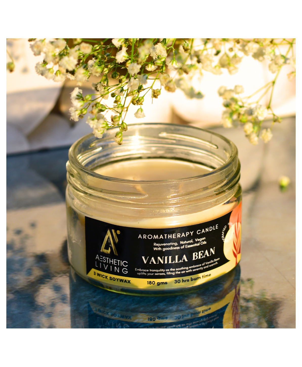 Aesthetic Living 3 wick  Vanilla Bean Soywax Candle - 180 g-picture-16