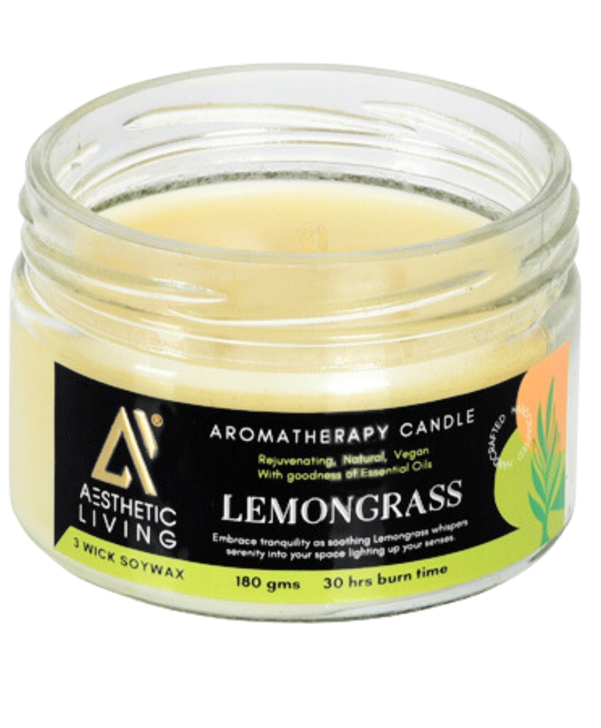Aesthetic Living 3 wick Lemongrass Soywax Candle 180 g-picture-23