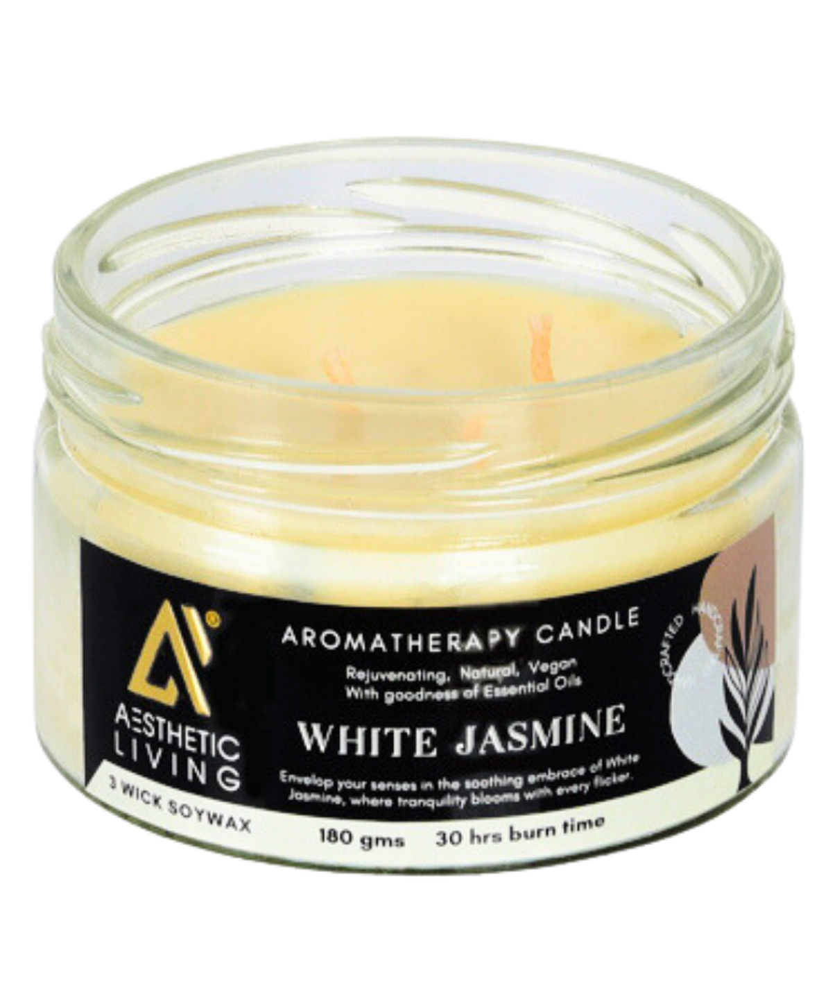 Aesthetic Living 3 wick White Jasmine Soywax Candle 180 g-picture-19