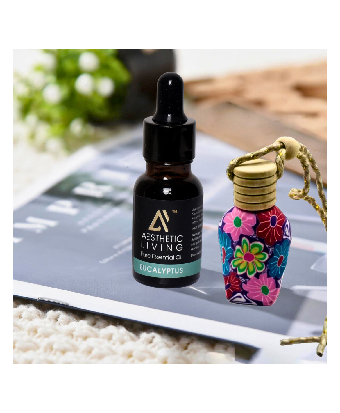 Aesthetic Living  Car Aromatizer/ Diffuser Bottle with Peppermint Essential Oil- 15ml-picture-46