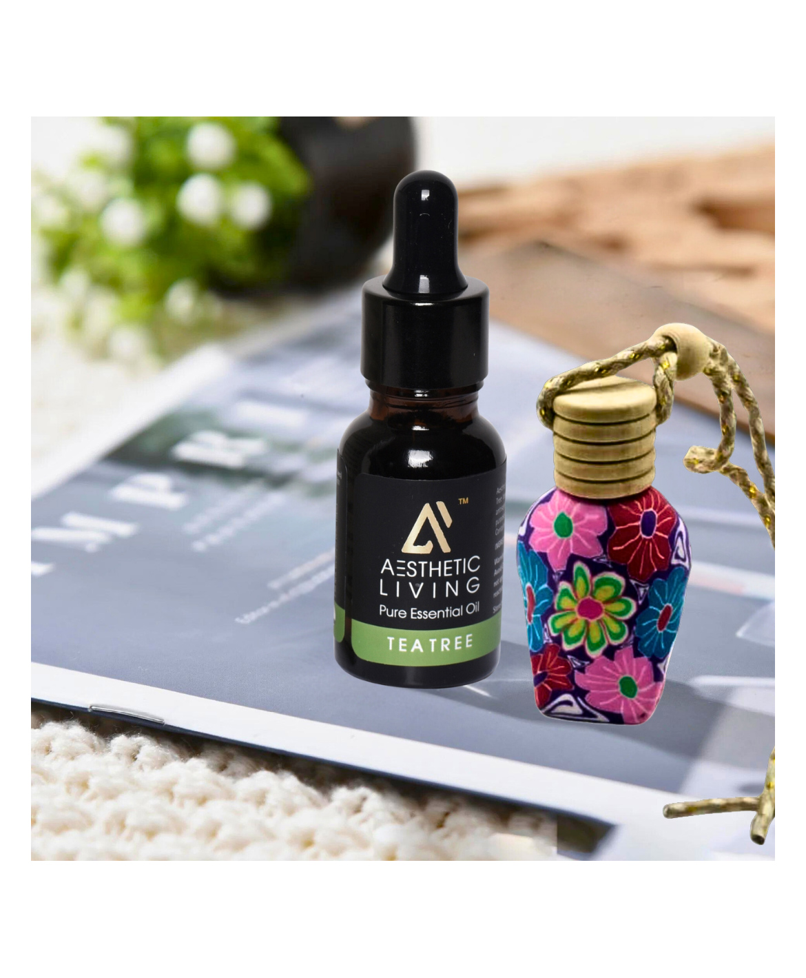 Aesthetic Living  Car Aromatizer/ Diffuser Bottle with Tea Tree Essential Oil - 15ml-image-35