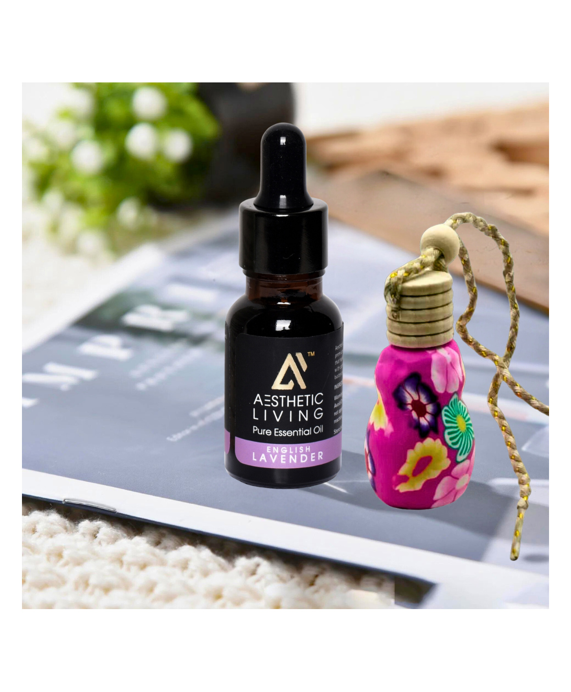 Aesthetic Living Car Aromatizer/ Diffuser Bottle with English Lavnder Essential Oil-15ml-picture-30