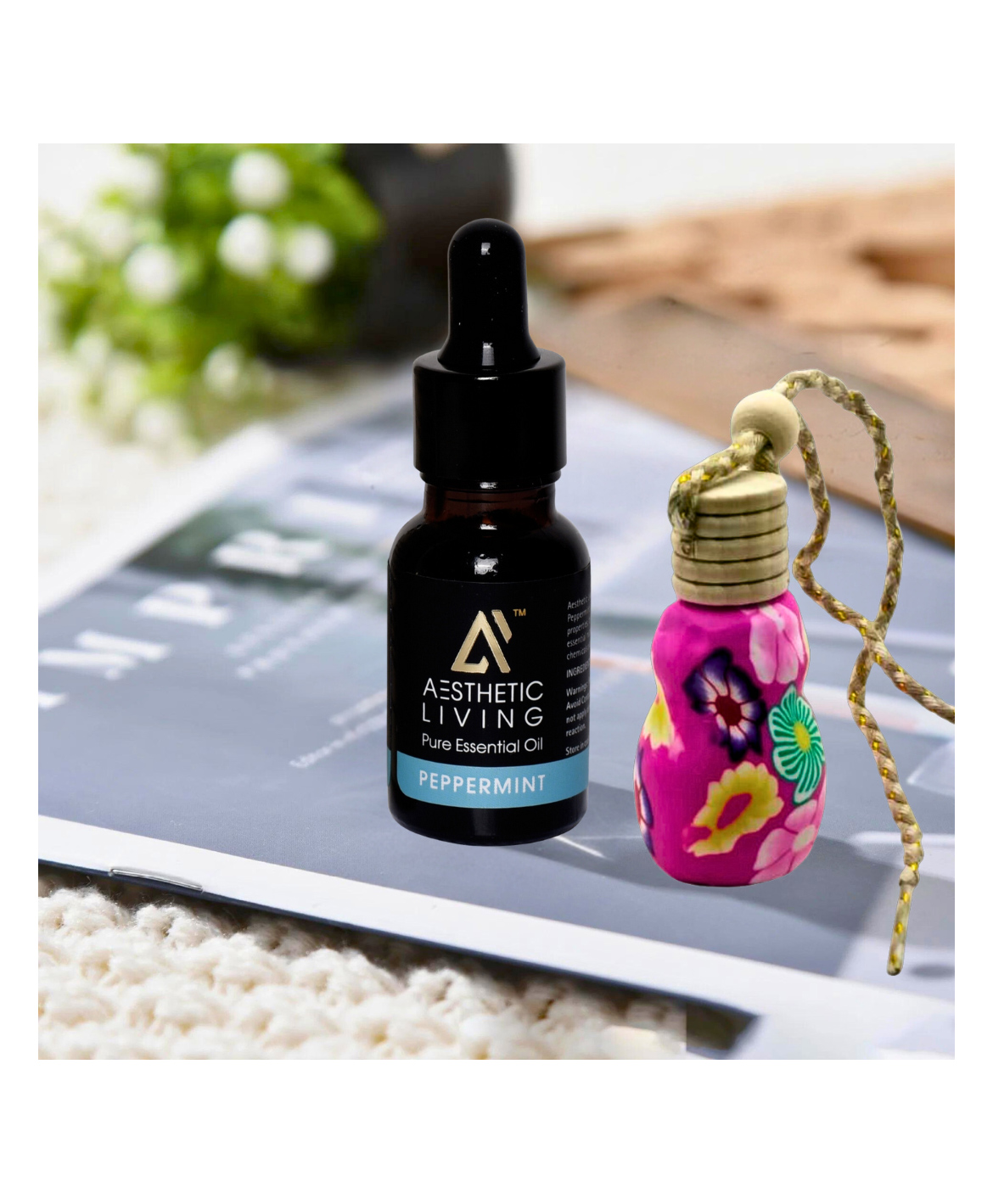Aesthetic Living Car Aromatizer/ Diffuser Bottle with Peppermint Essential Oil - 15ml-picture-33