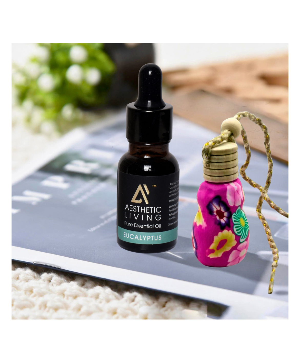 Aesthetic Living Car Aromatizer/ Diffuser Bottle with Eucalyptus Essential Oil - 15ml-image-29