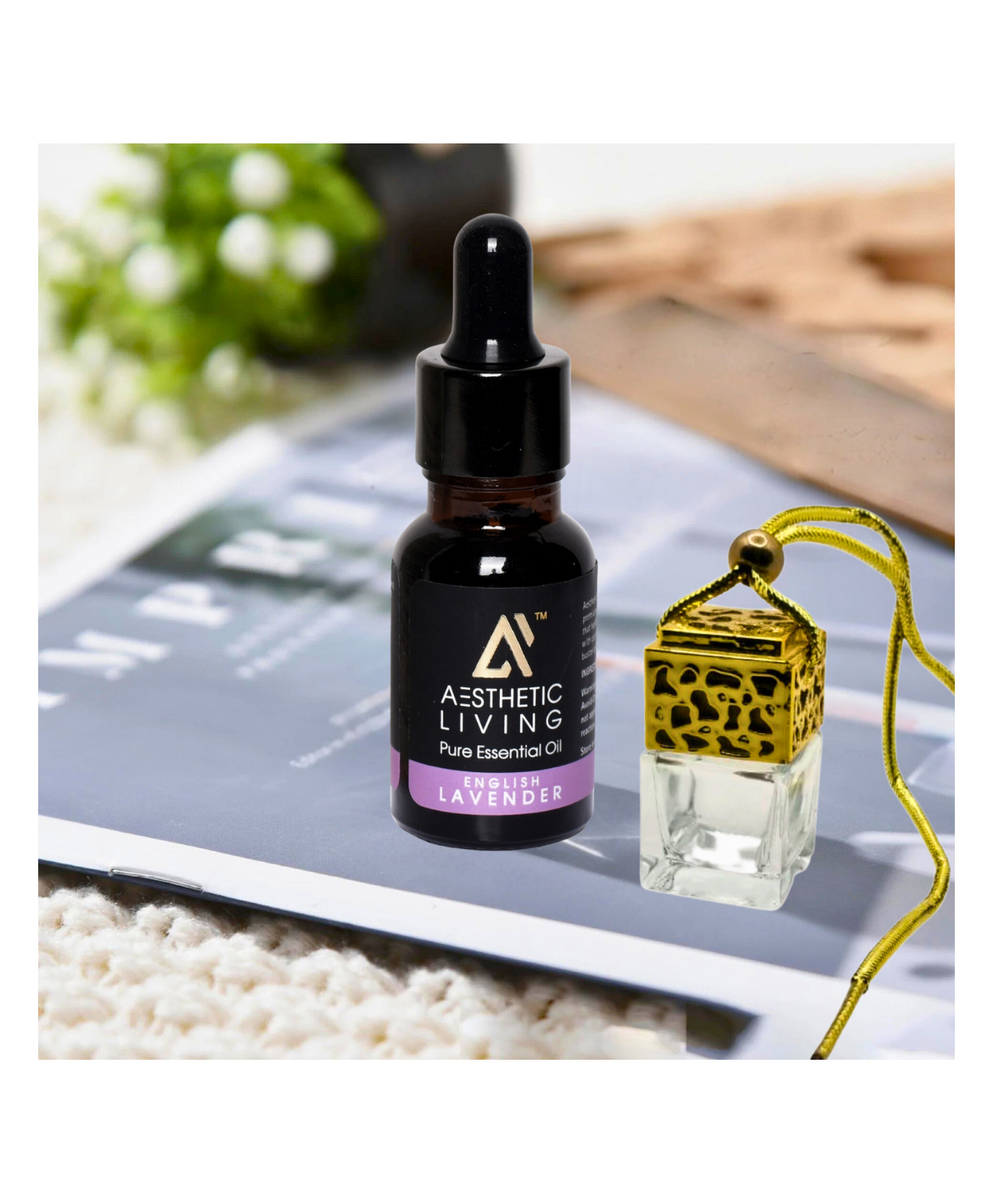 Aesthetic Living  Car Aromatizer/ Diffuser Bottle with English Lavender Essential Oil - 10ml-picture-17