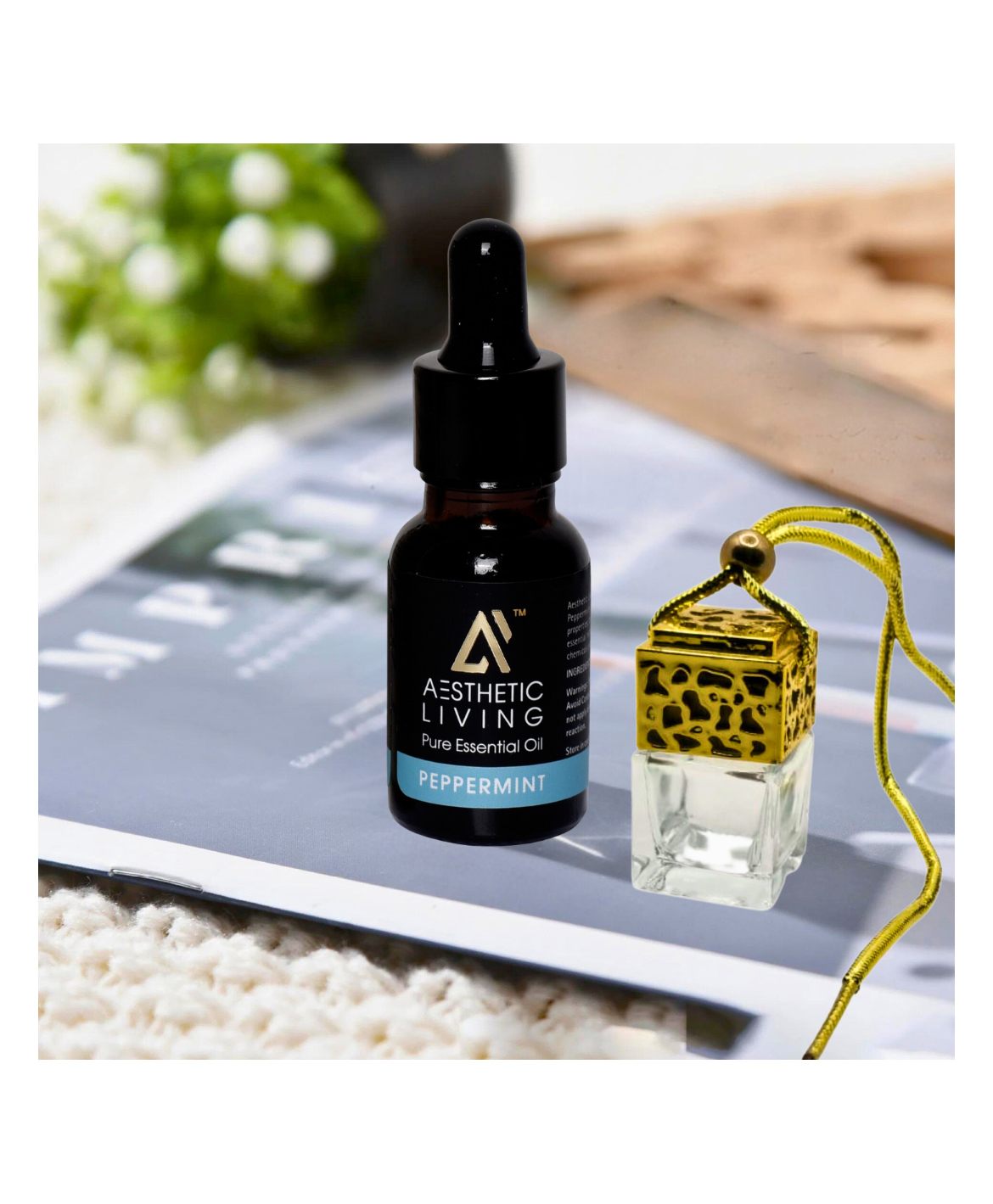 Aesthetic Living  Car Aromatizer/ Diffuser Bottle with Peppermint Essential Oil - 10ml-picture-20