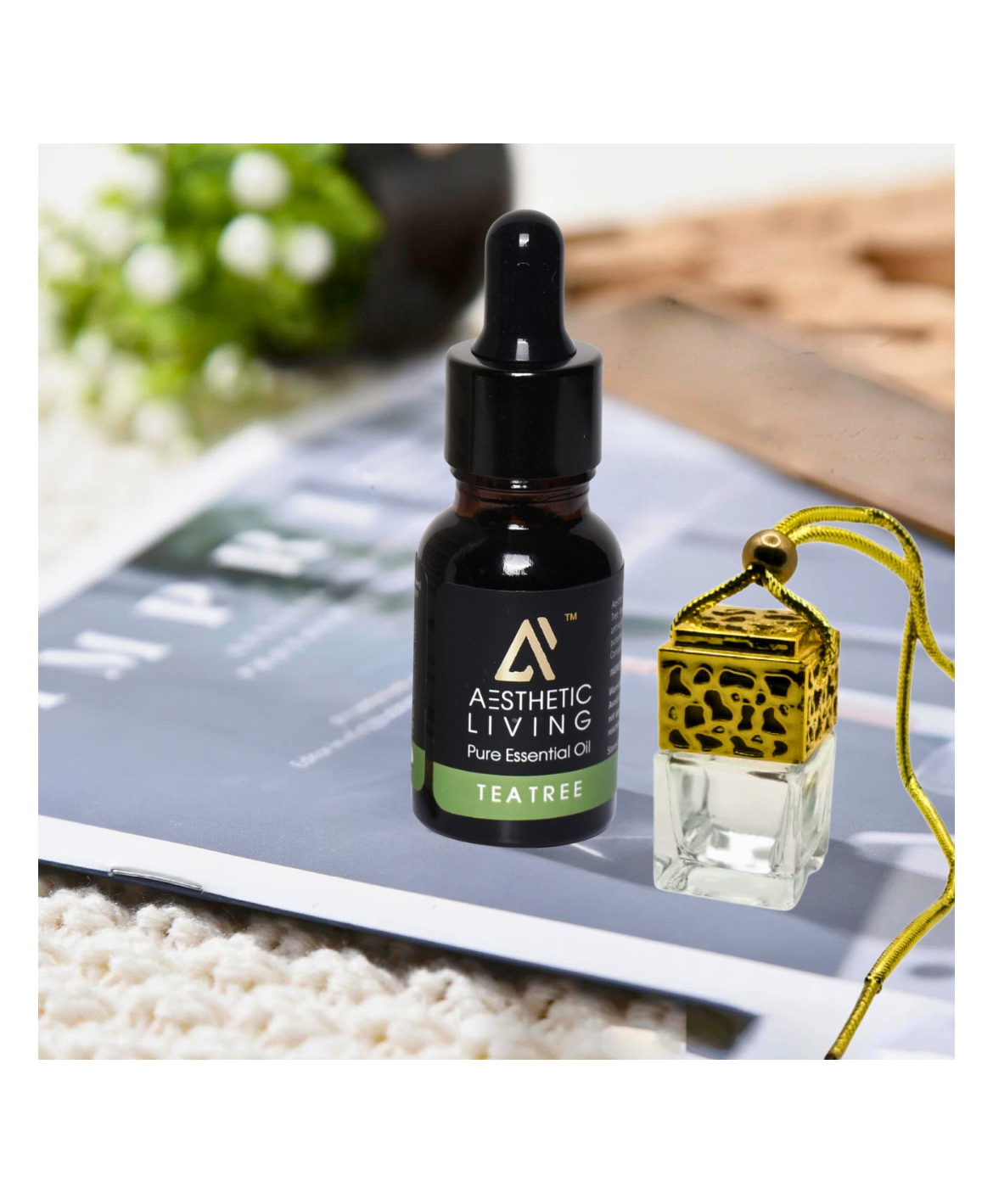 Aesthetic Living  Car Aromatizer/ Diffuser Bottle with Tree Tea Essential Oil - 10ml-image-9