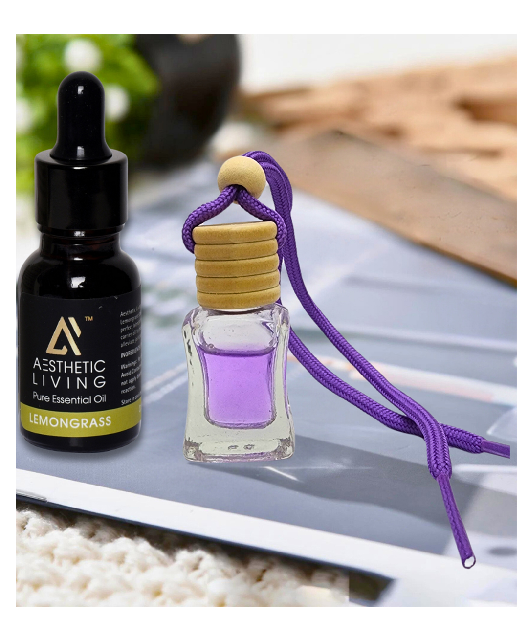 Aesthetic Living Car Aromatizer/ Diffuser Bottle with Lemongrass Essential Oil - 5ml-picture-23
