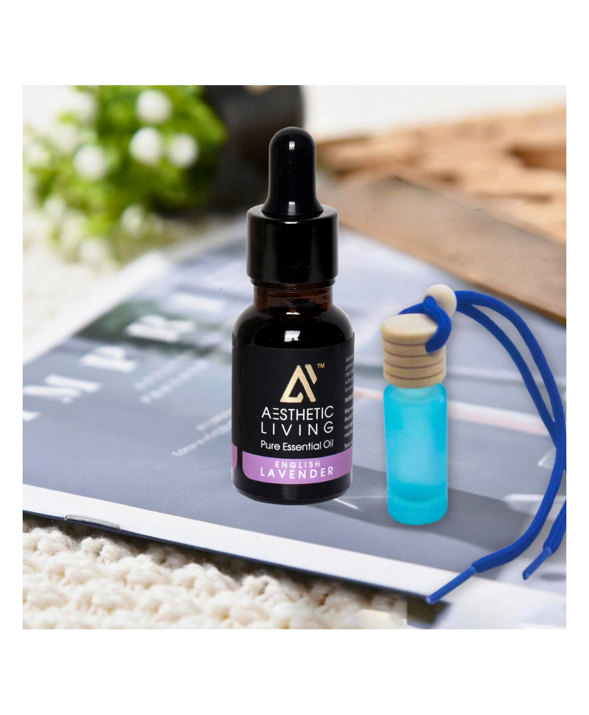 Aesthetic Living Car Aromatizer Diffuser Bottle with English Lavender Essential Oil - 15 ml-image-22