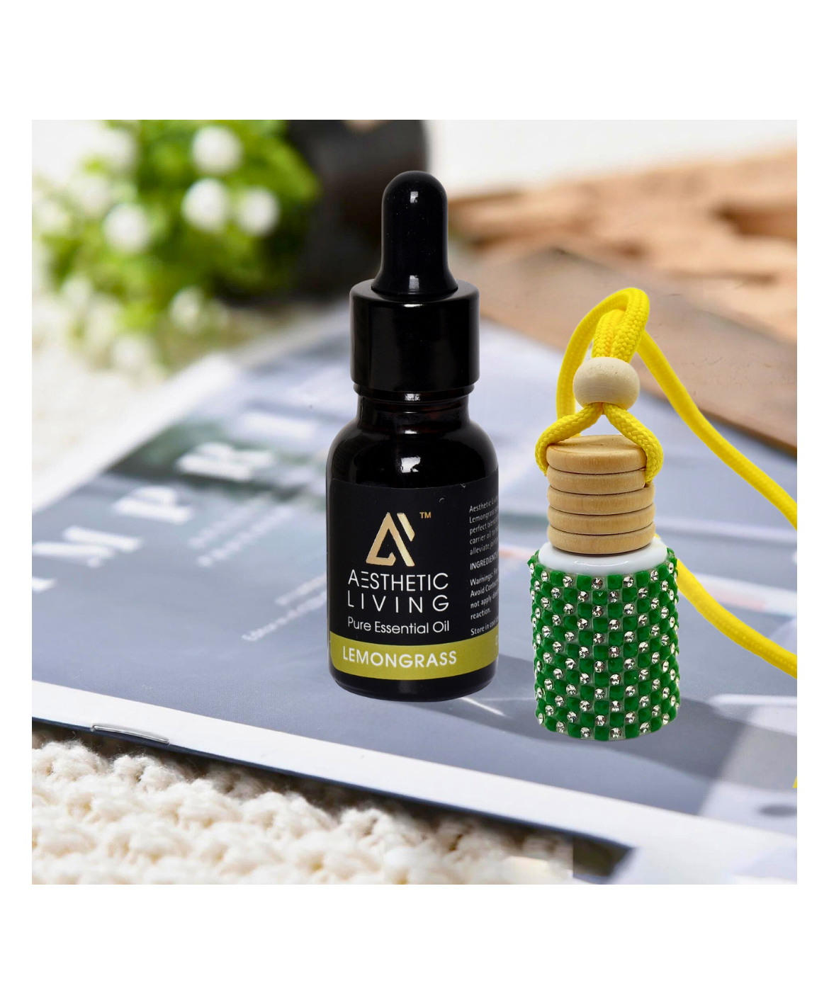 Aesthetic Living Car Aromatizer Diffuser Bottle with Lemongrass Essential Oil-12ml-picture-28