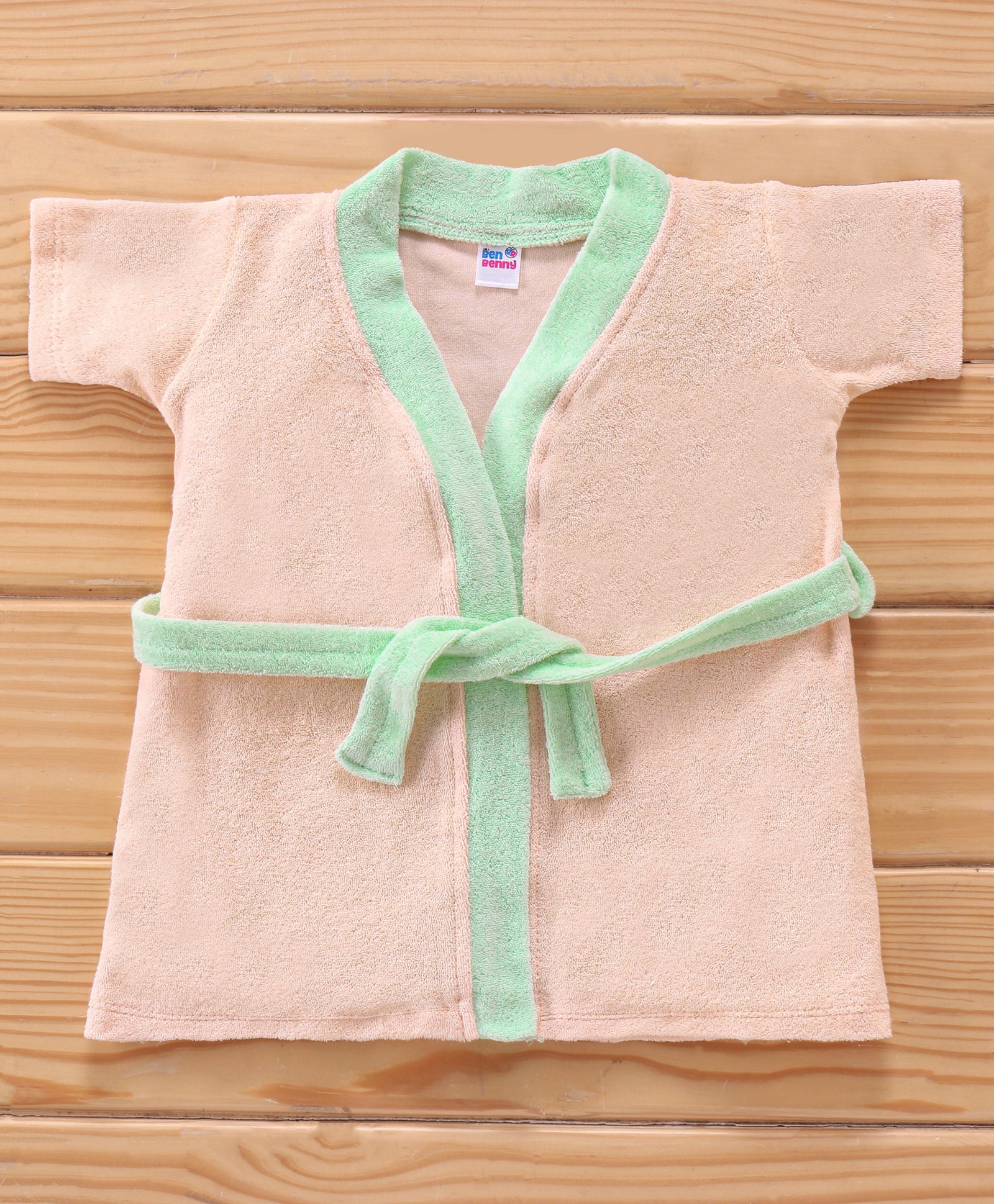 Ben Benny Half Sleeves Solid Colour Bath Robe- Pink-image-4