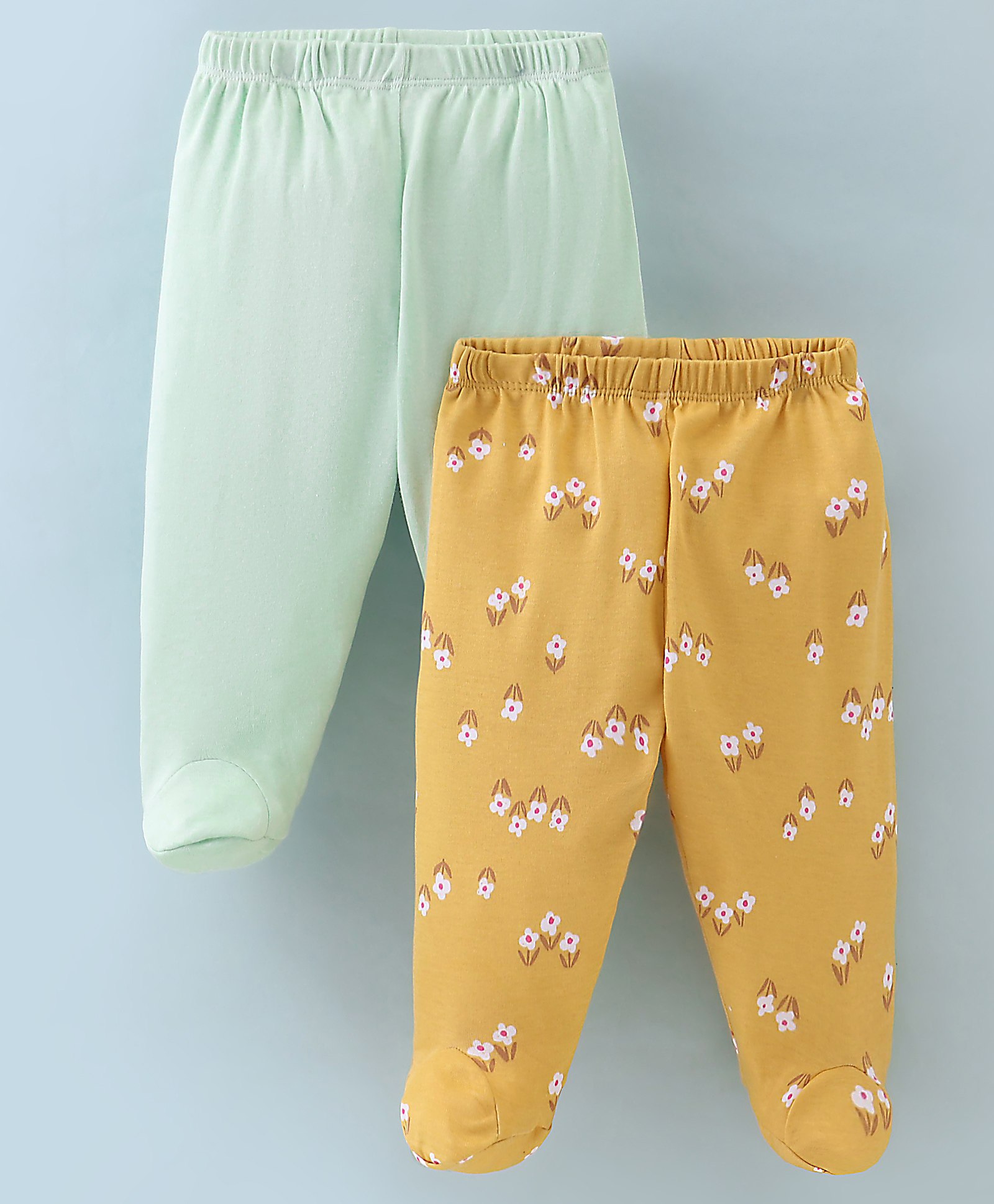 Ben Benny Interlock Bootie Leggings Floral Printed Pack of 2 - Blue & Yellow-image-1
