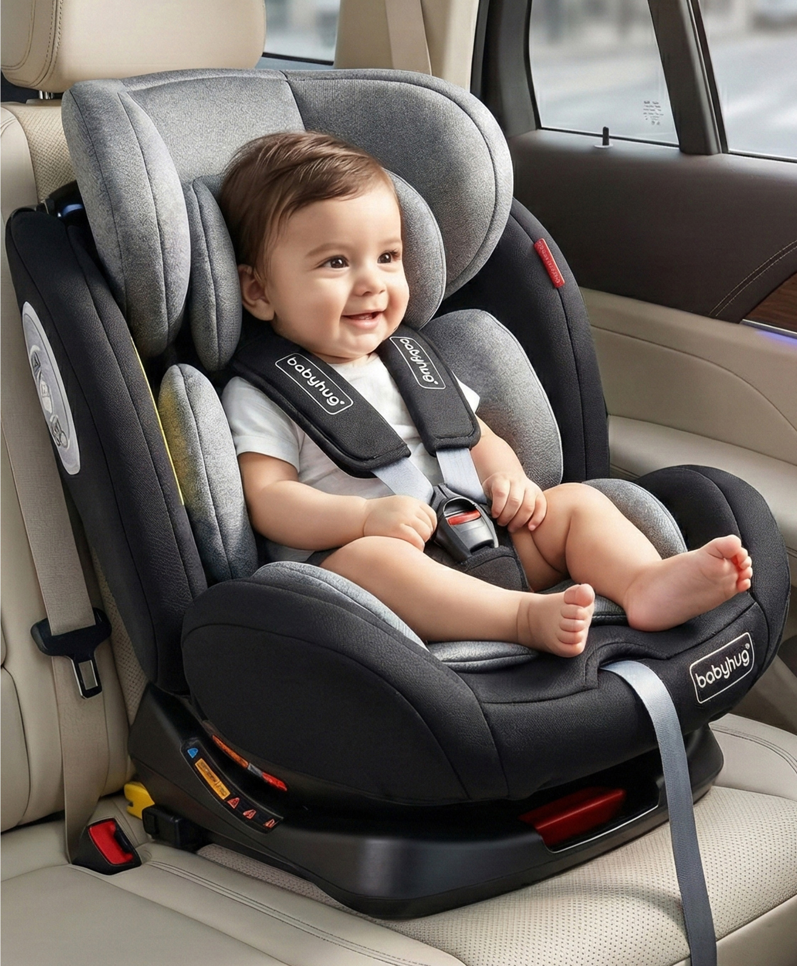 Kids Convertible & 360 Degree Rotating Isofix Car Seat - Black Grey