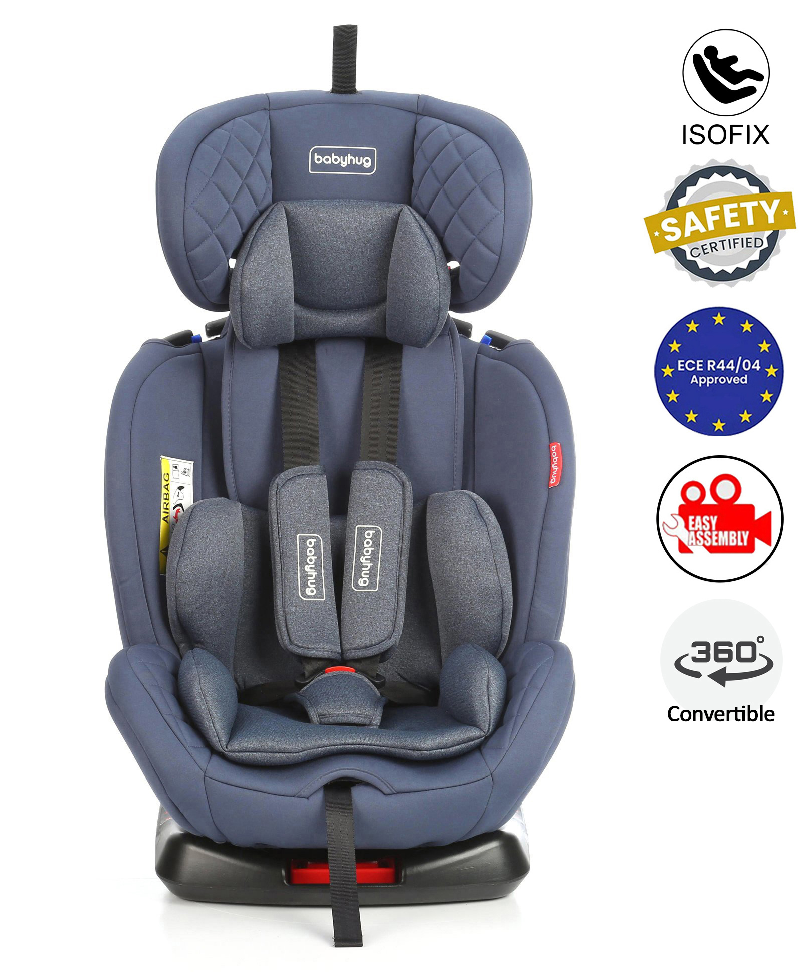 Babyhug Kids Convertible & 360 Degree Rotating Isofix Car Seat - Blue