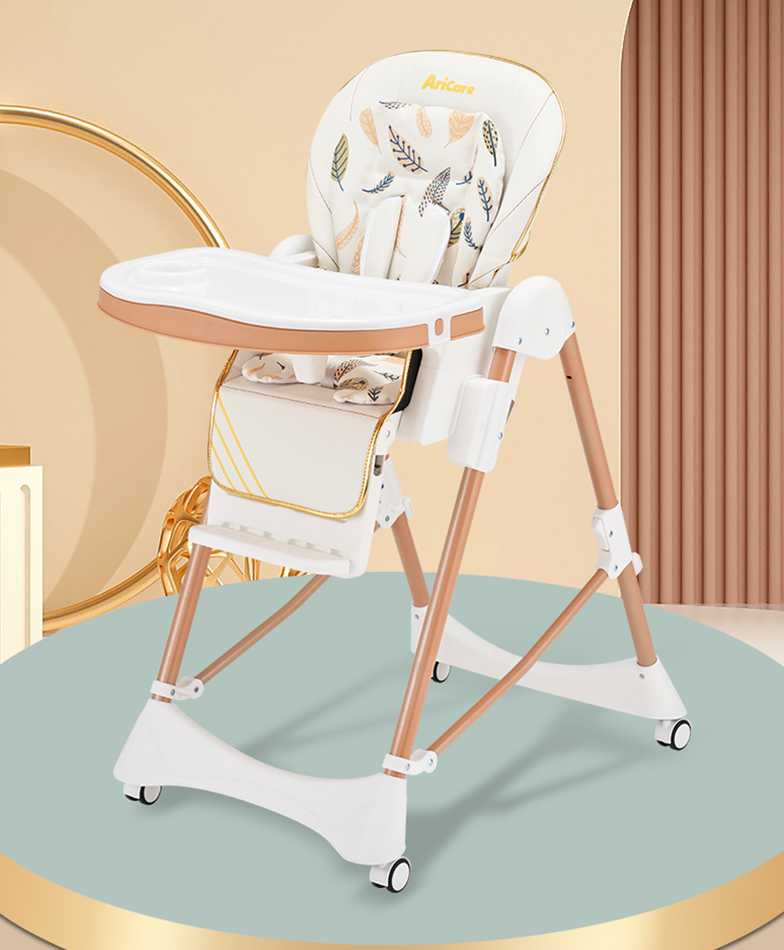 fab n funky Multifunctional Baby High Chair with 7 level Height Adjustment and 3 level Recliner Seat with Removable Soft PU Cushion - White-picture-21