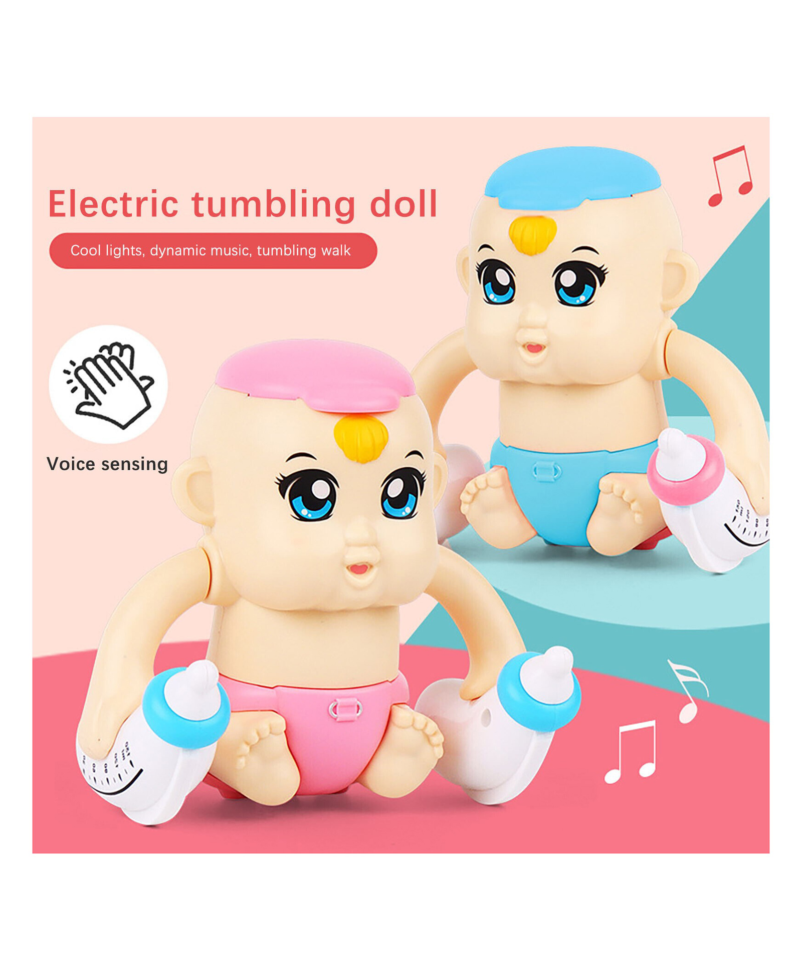 YAMAMA Electric Voice-Controlled Flipping And Tumbling Baby Toy With 360 Degree Rolling Lights And Music For Babies And Kids  Color May Vary-image-14