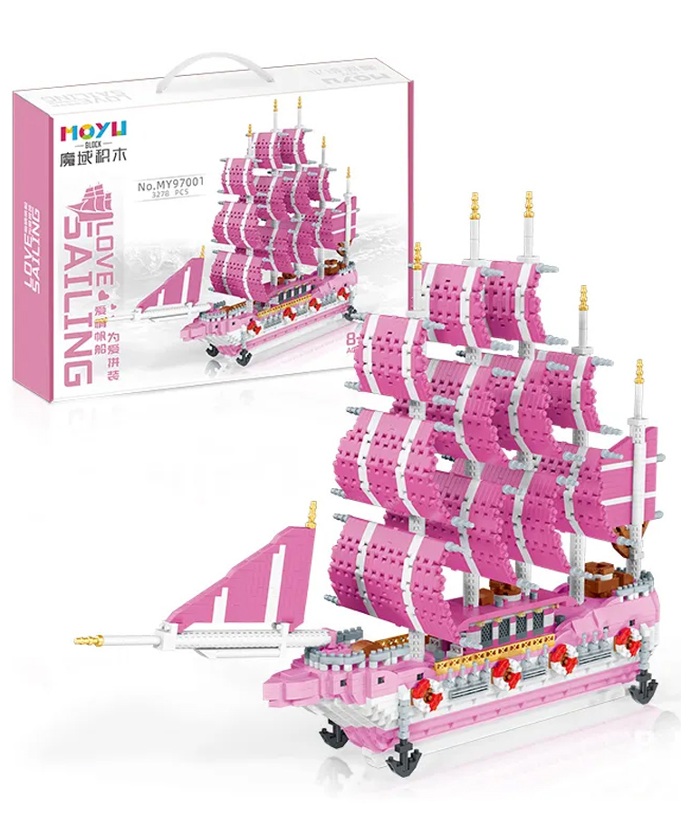 AKN TOYS Pink Sailboat Model Building Blocks 3278 Pieces Micro Mini Building Bricks 3D Puzzle Games Educational Toys Colour May Vary-picture-30
