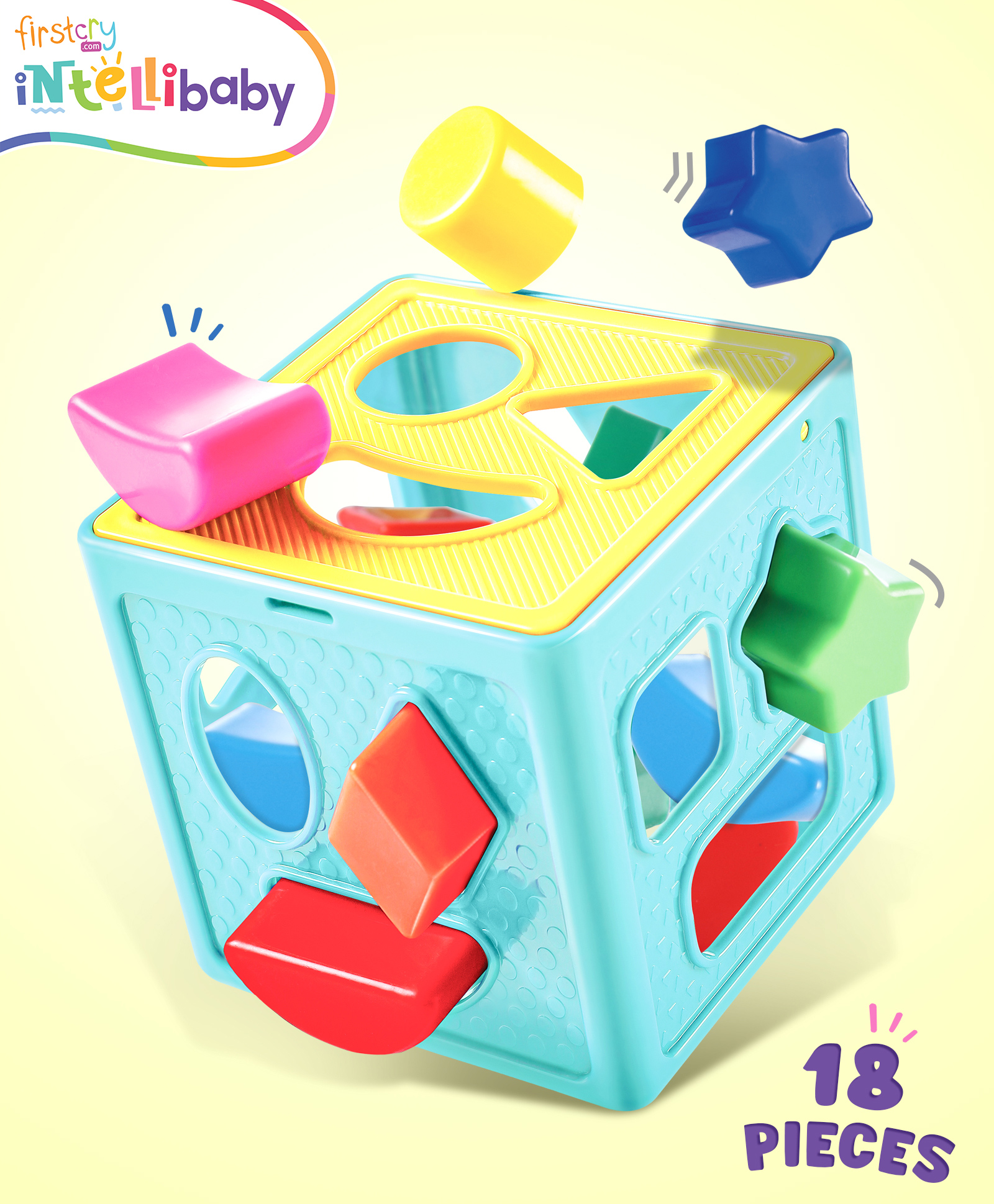 Intellibaby Premium Shape Sorter Cube- Color May Vary