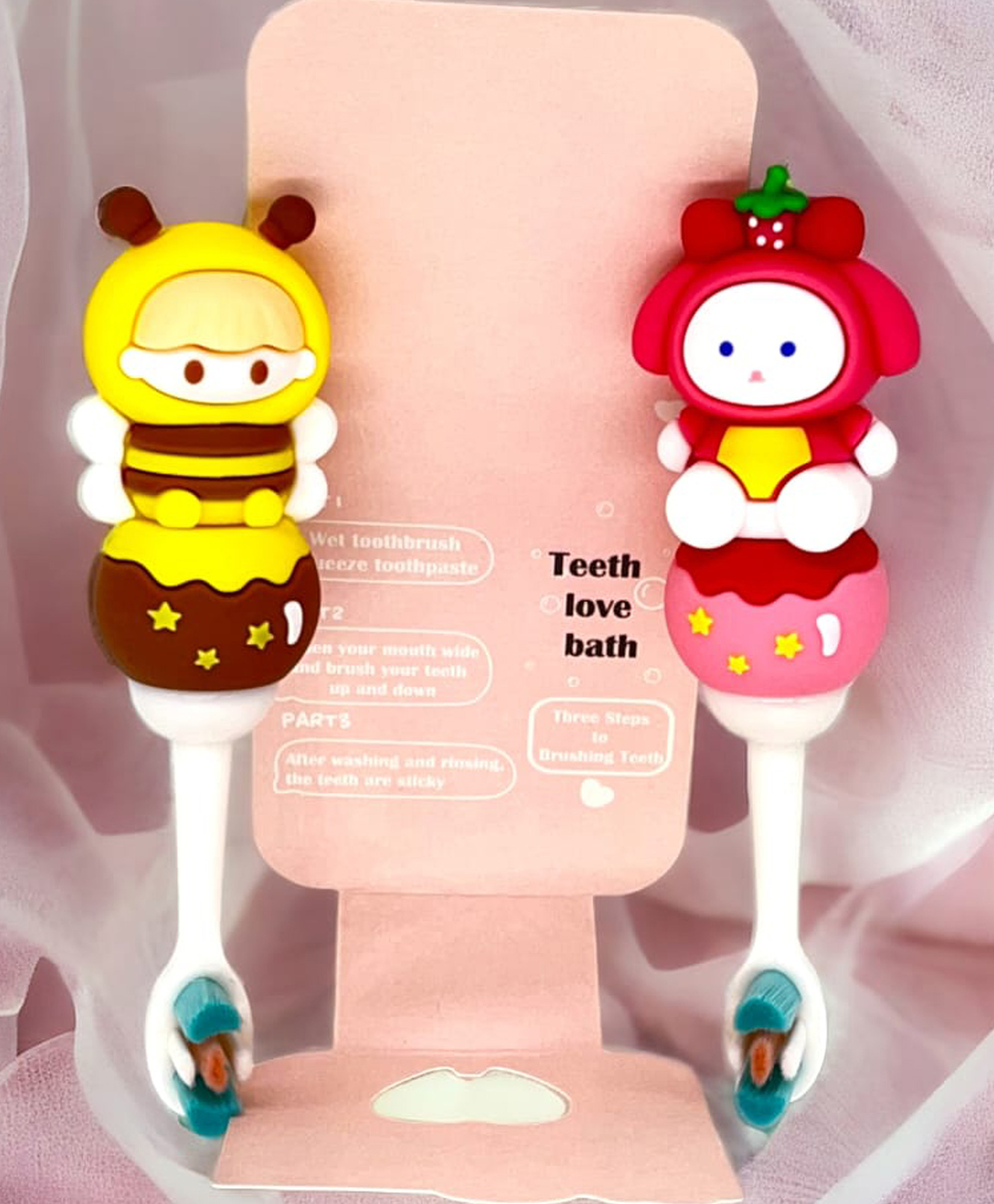 SKB Cute Honey Bee & Doll Soft Tooth Brush - Pink & Yellow-image-10